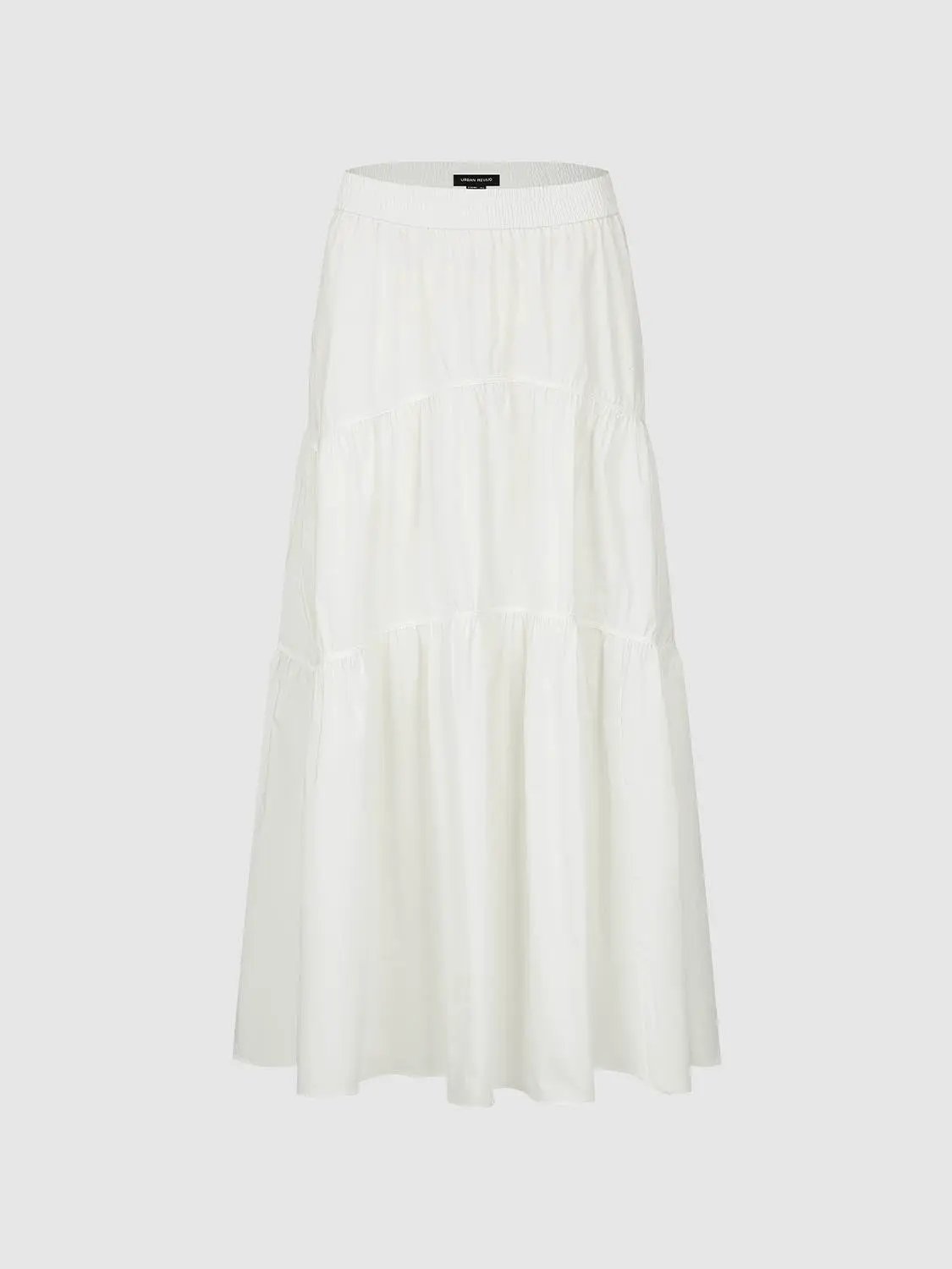 Blend Loose Fit Tiered Seamed Soft Cotton Maxi Skirt