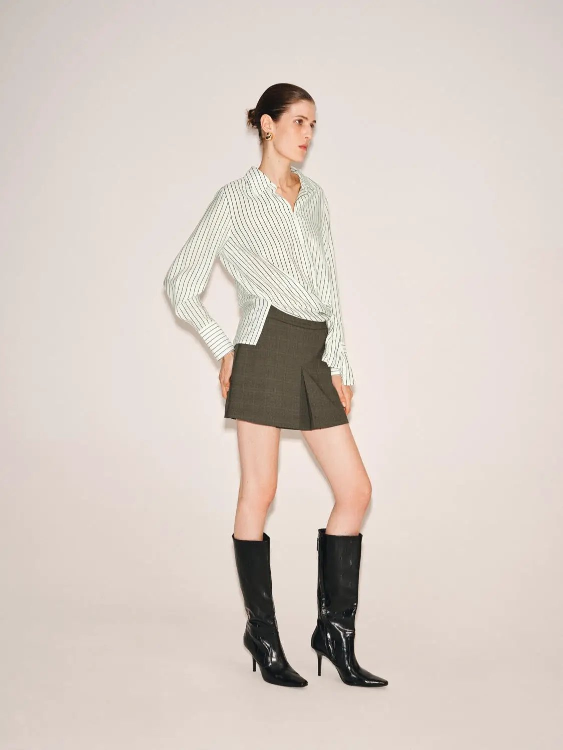 A-Line Pleated Mini Skirt
