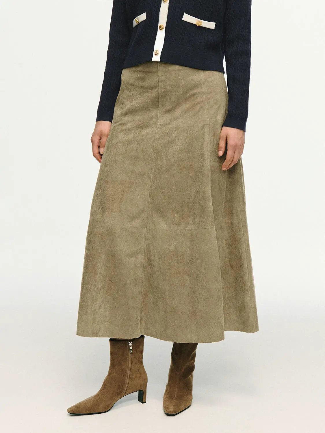 Stretch A-Line Mid-rise Maxi Skirt