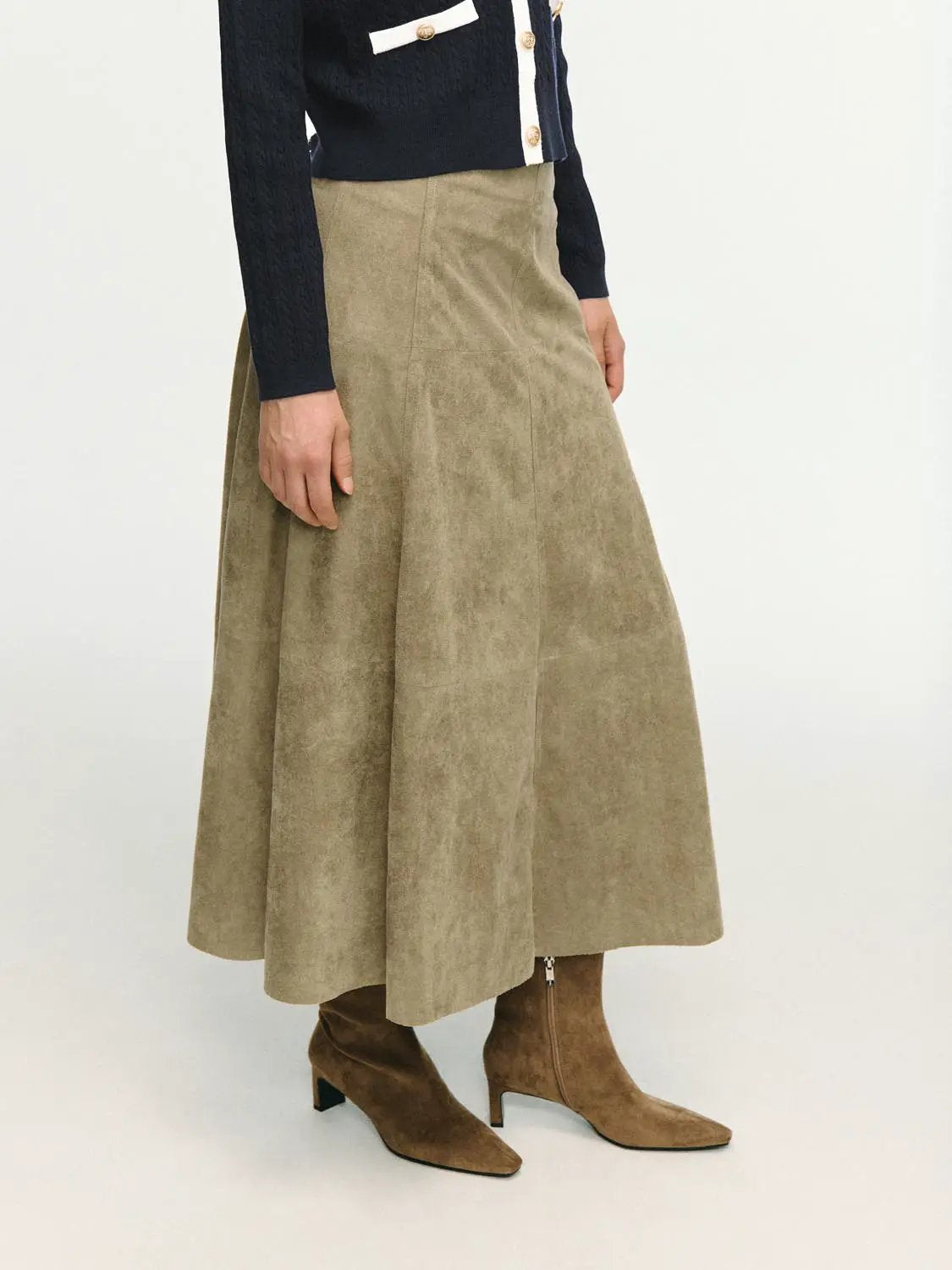 Stretch A-Line Mid-rise Maxi Skirt