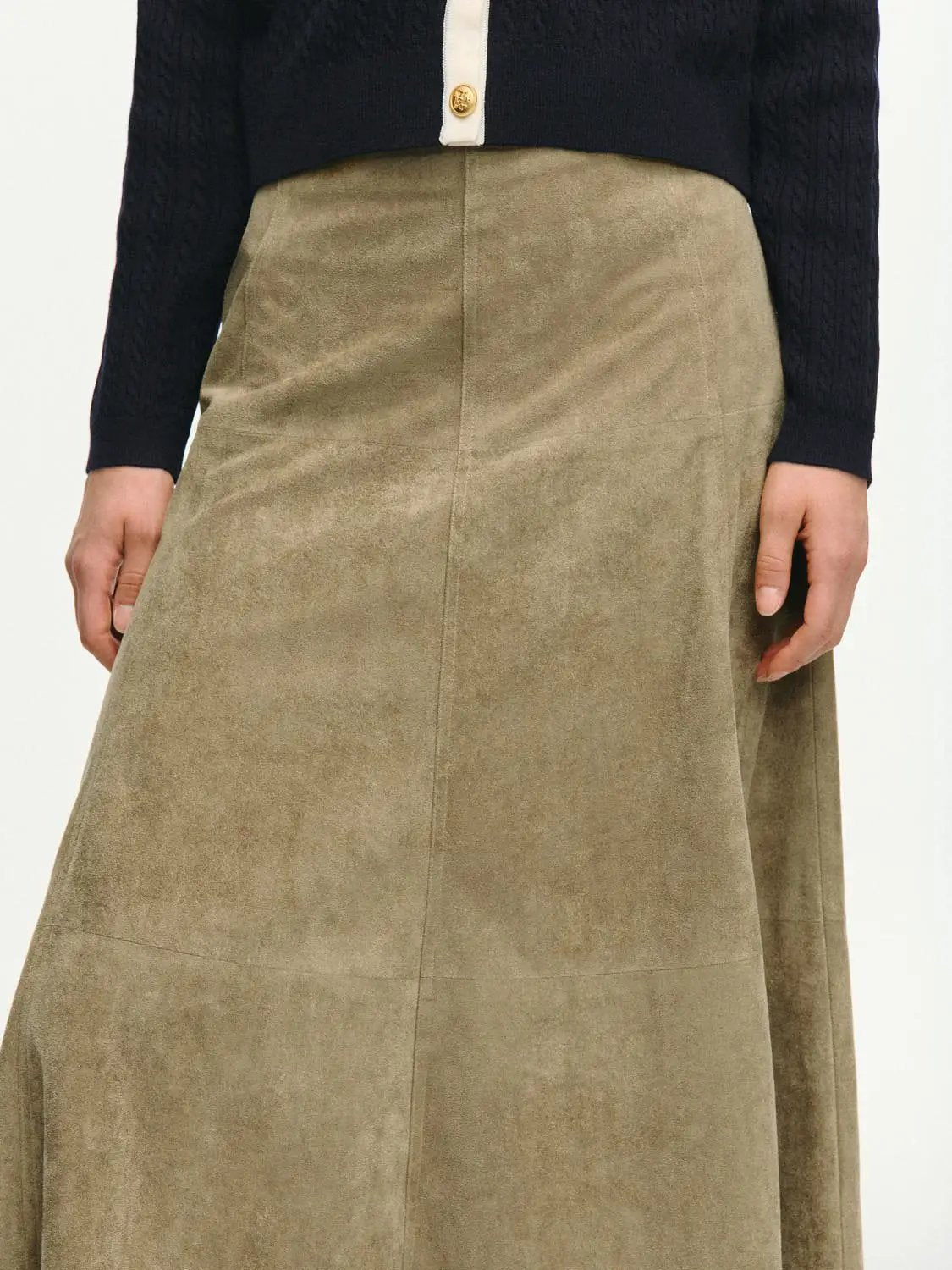 Stretch A-Line Mid-rise Maxi Skirt