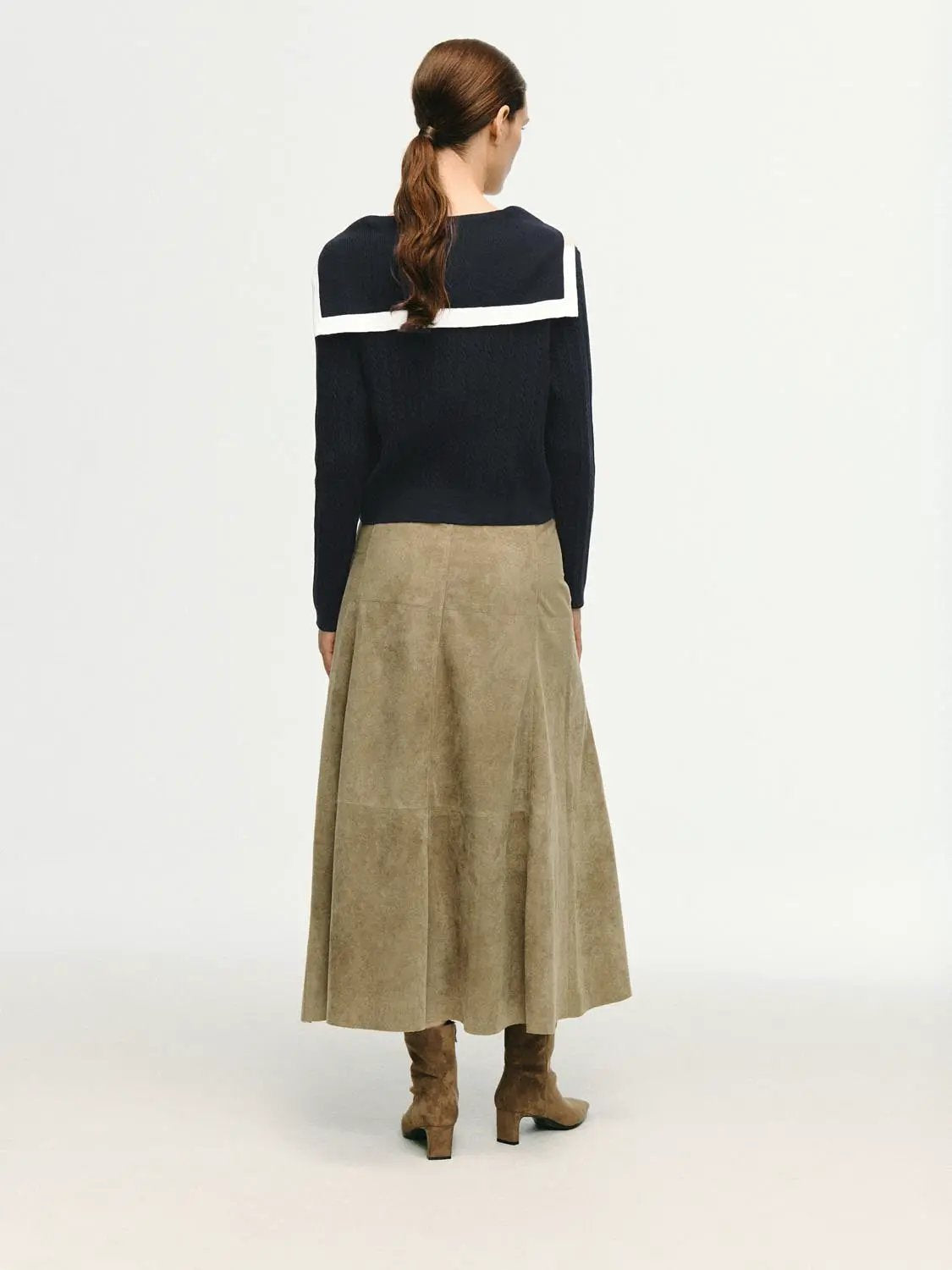 Stretch A-Line Mid-rise Maxi Skirt