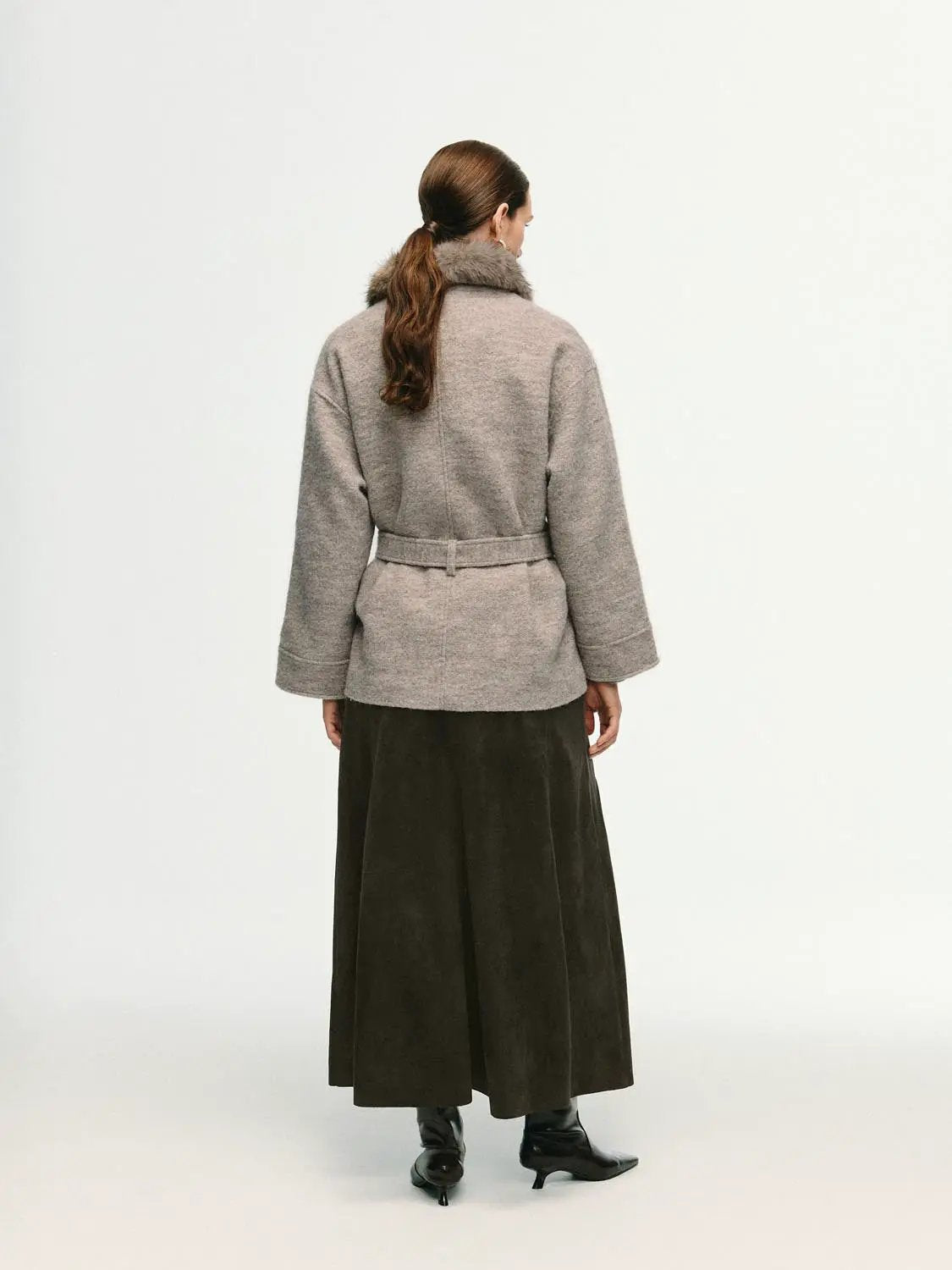 Stretch A-Line Mid-rise Maxi Skirt