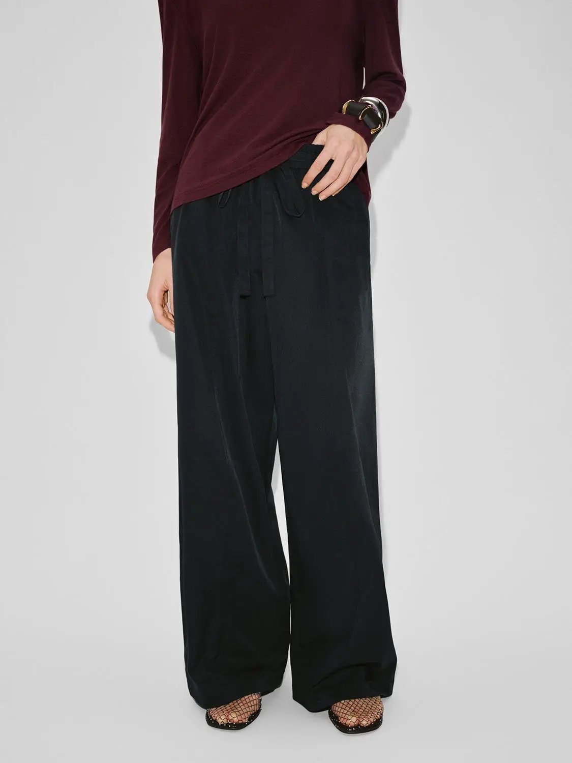 Wide-Leg Drawstring Waist Relaxed Fit Pants