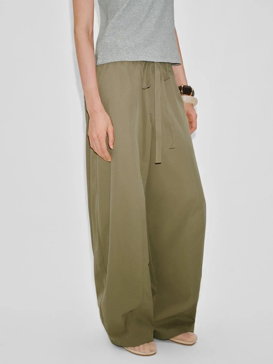 Wide-Leg Drawstring Waist Relaxed Fit Pants