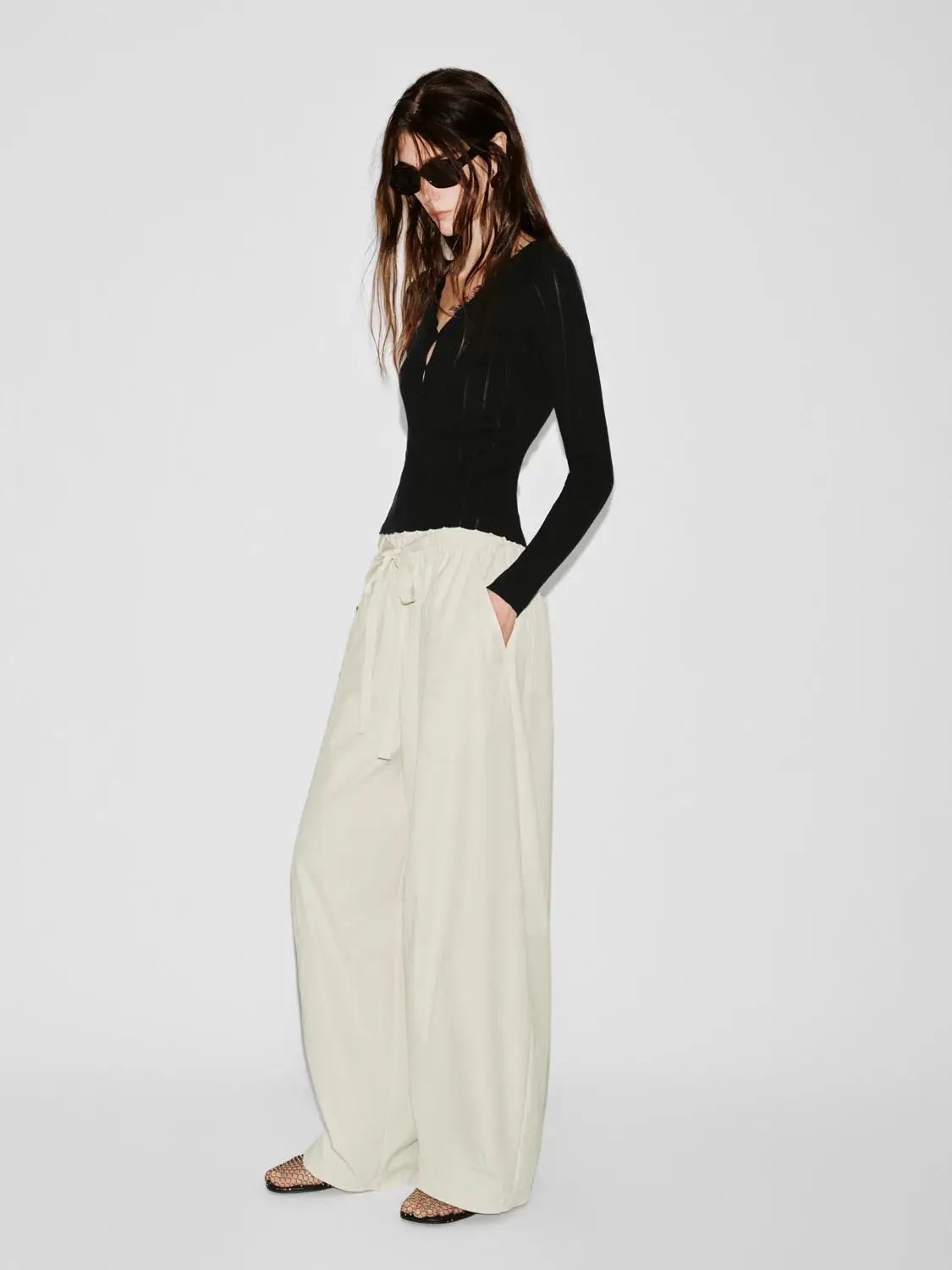 Wide-Leg Drawstring Waist Relaxed Fit Pants