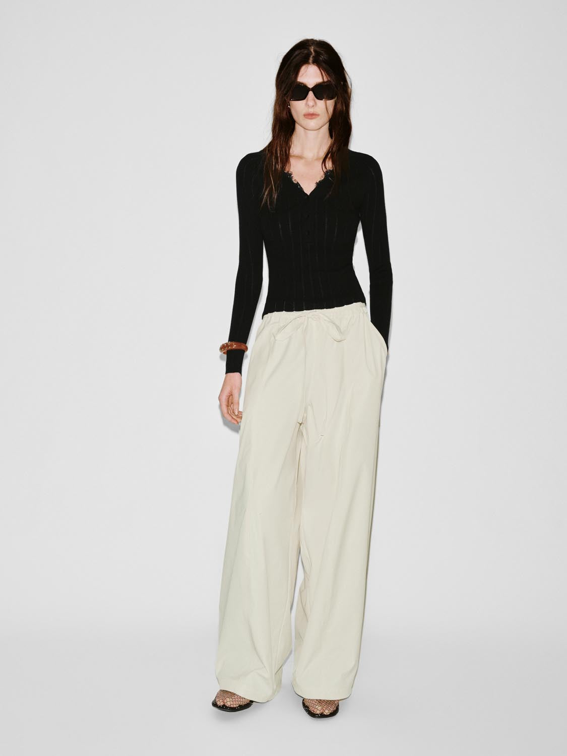 Wide-Leg Drawstring Waist Relaxed Fit Pants