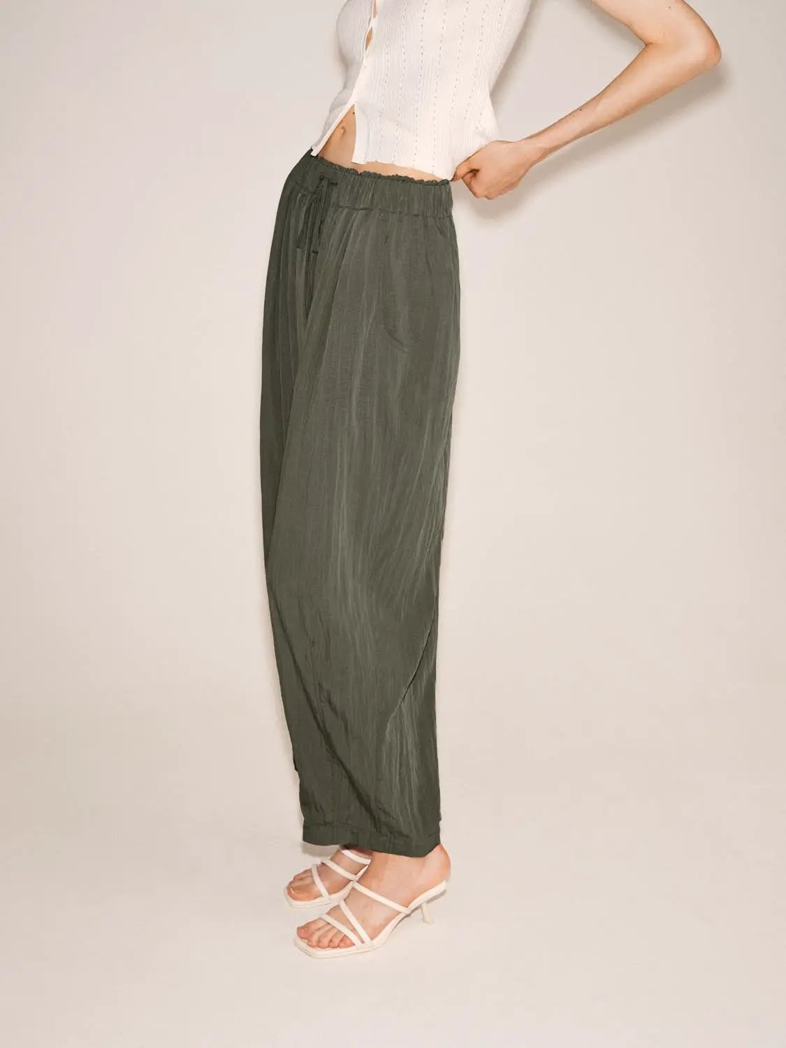 Drawstring Elastic Waist Pants