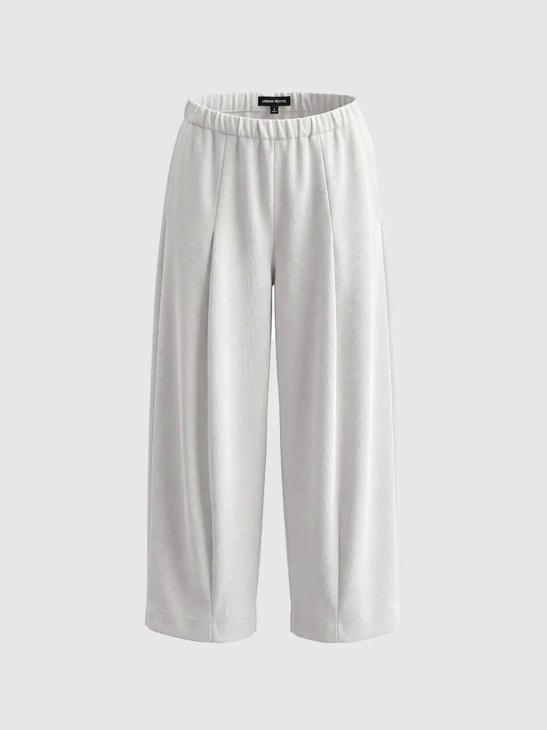 Elastic Drawstring Waist Solid Color Loose Wide Leg Pants