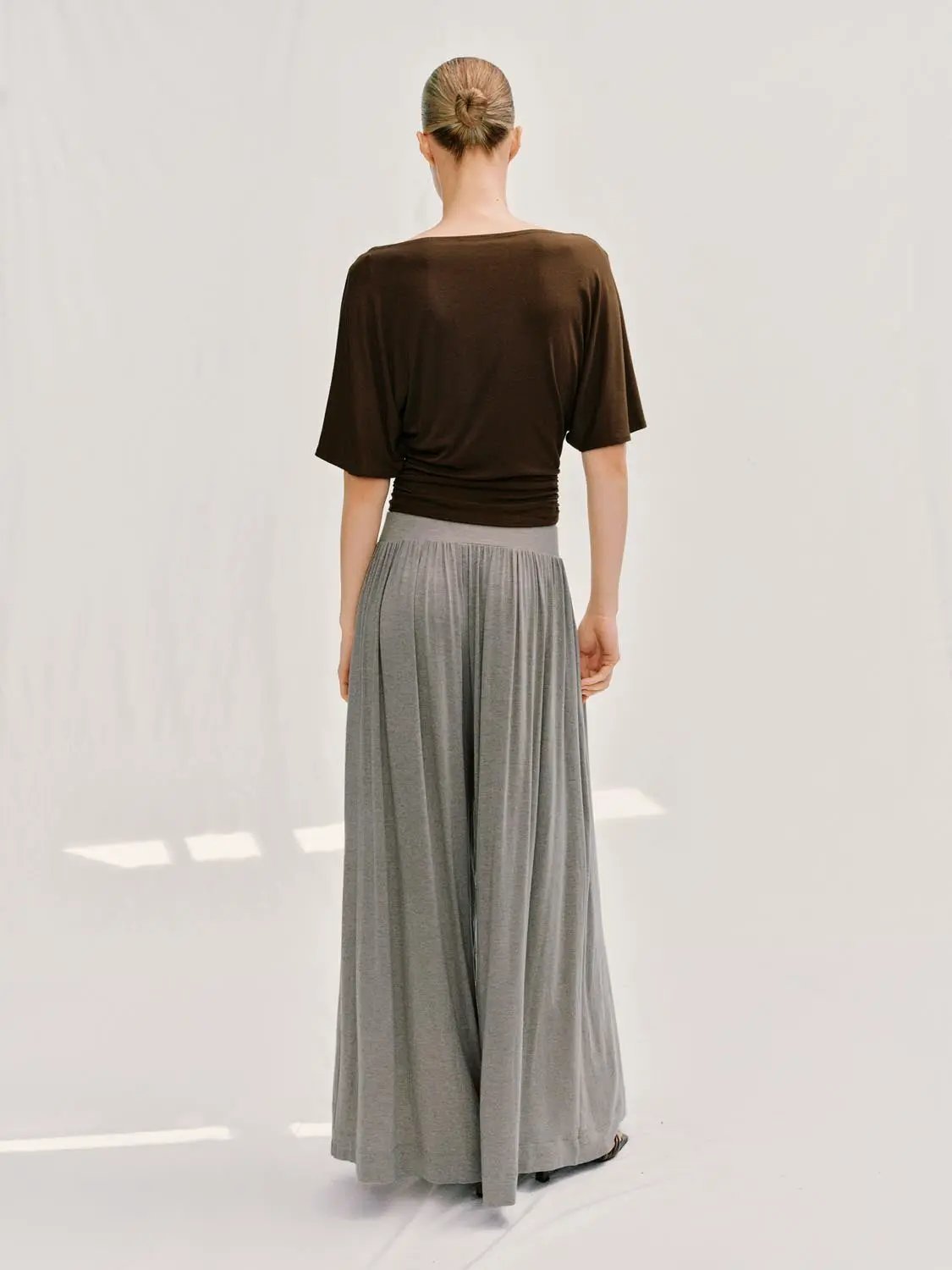 Pleated Elastic Waistband Wide-leg Pants