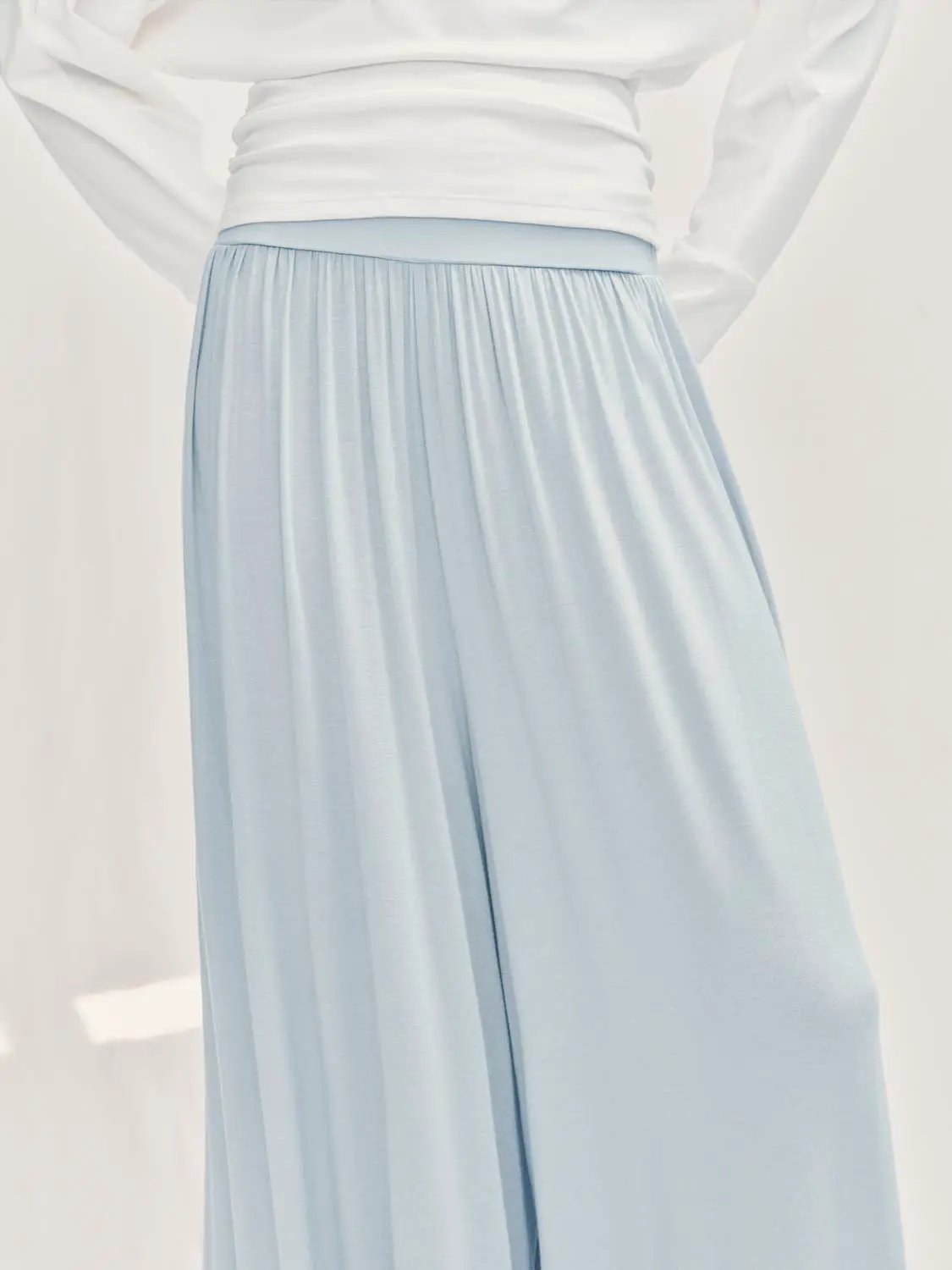 Pleated Elastic Waistband Wide-leg Pants