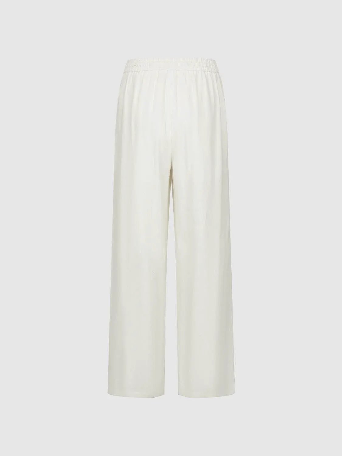 Drawstring Waist Wide-leg Linen Blend Pants