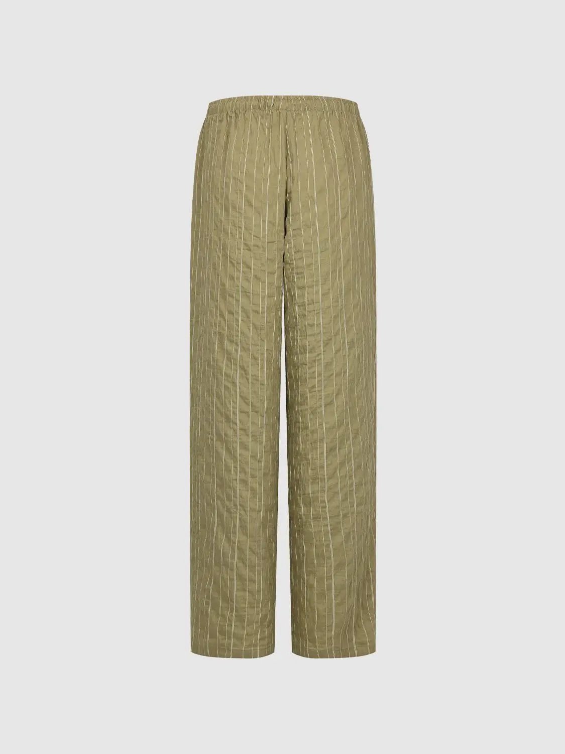 Striped Textured Soft Lyocell Wide-leg Pants