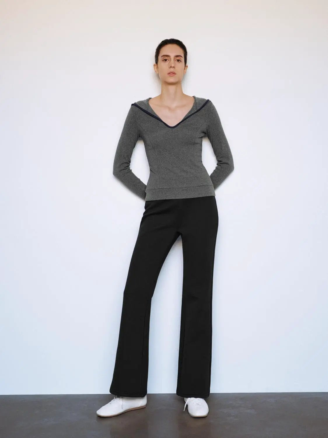 Black High Waisted Flare Stretch Cotton Blend Pants