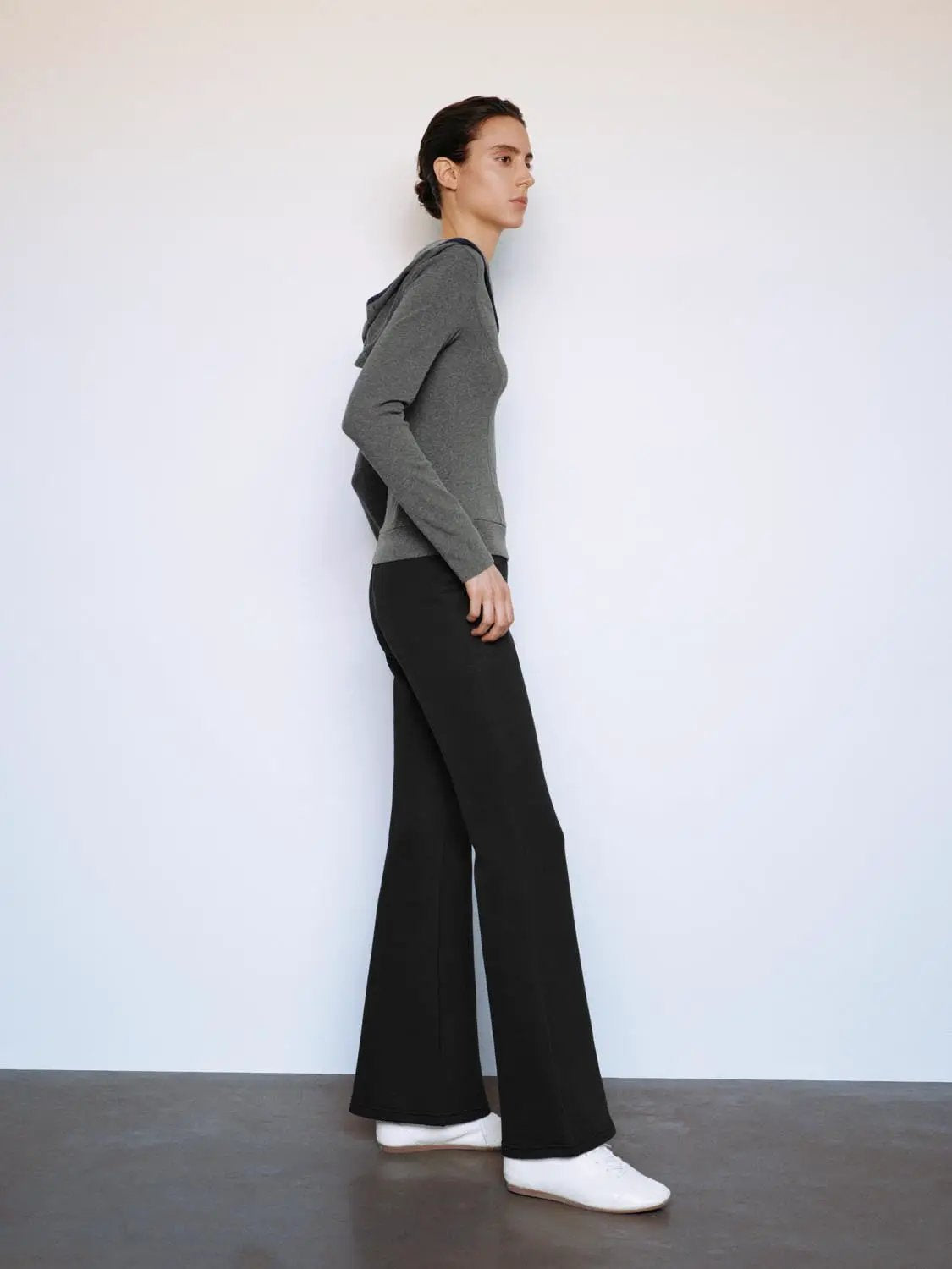 Black High Waisted Flare Stretch Cotton Blend Pants