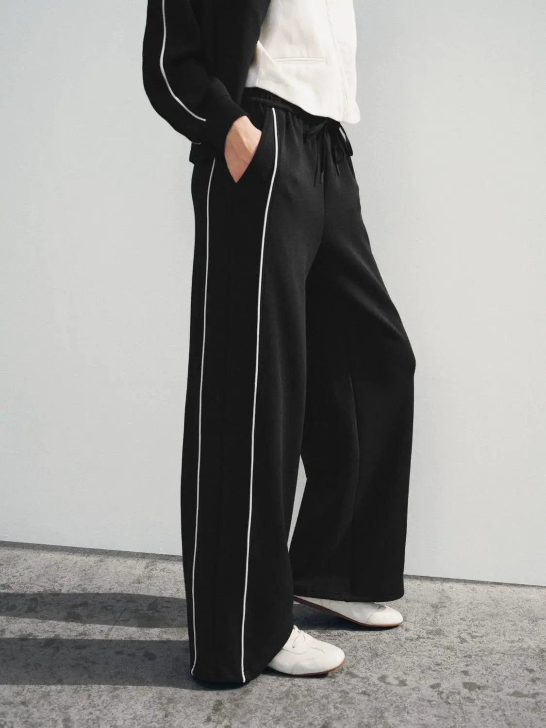 Wide Leg Tailored Drawstring Waist Pants