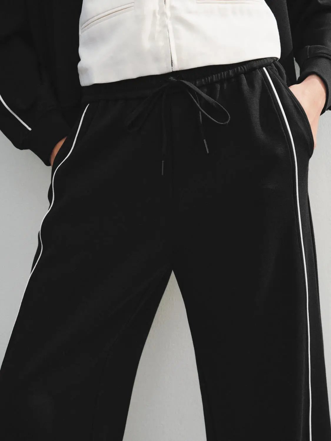 Wide Leg Tailored Drawstring Waist Pants