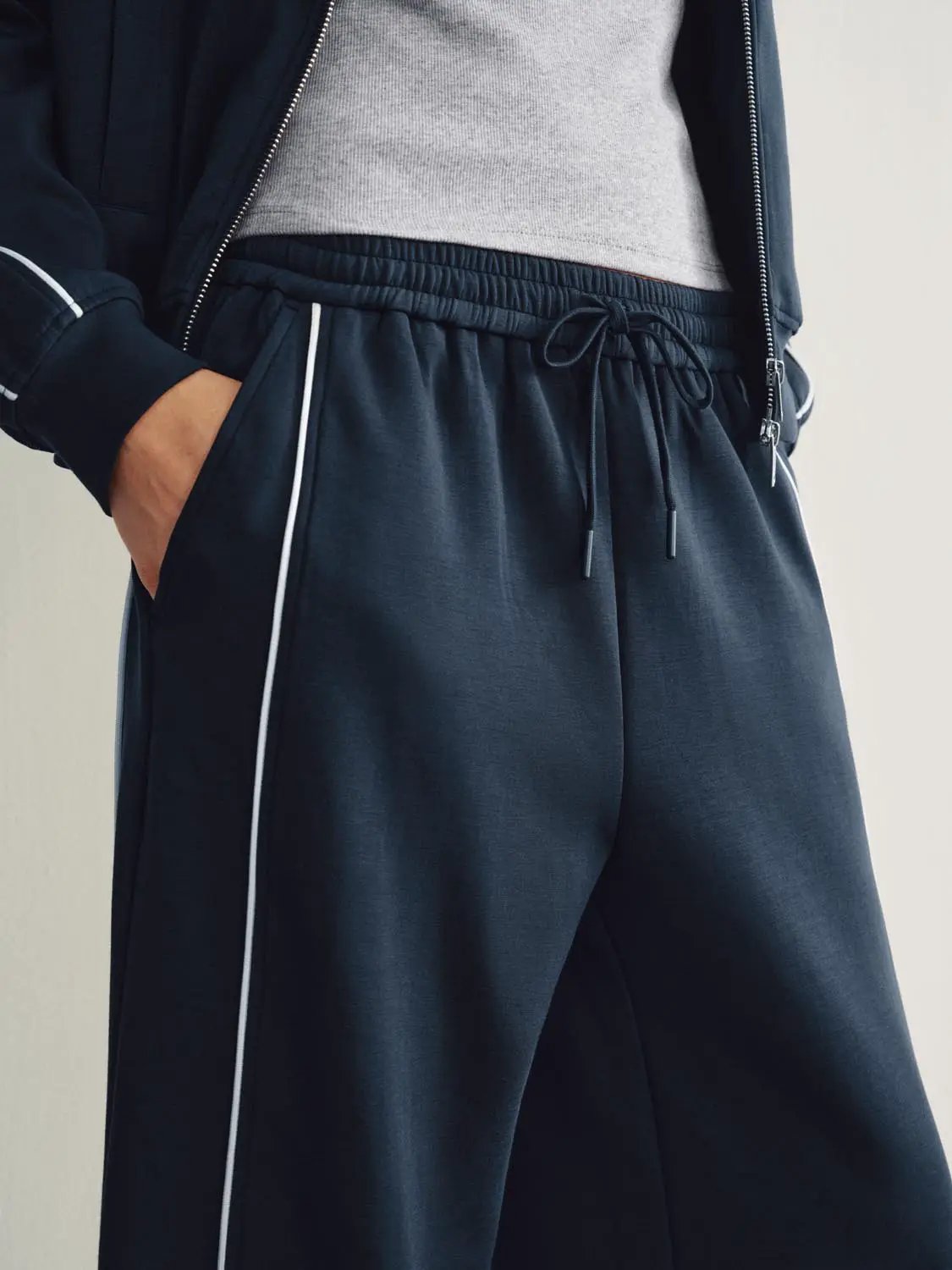 Wide Leg Tailored Drawstring Waist Pants