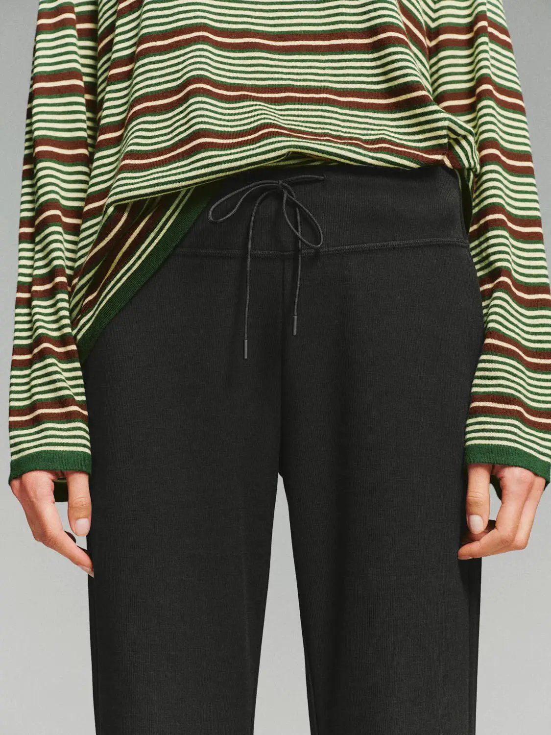 Flare Ribbed Knit Wide-leg Stretch Pants