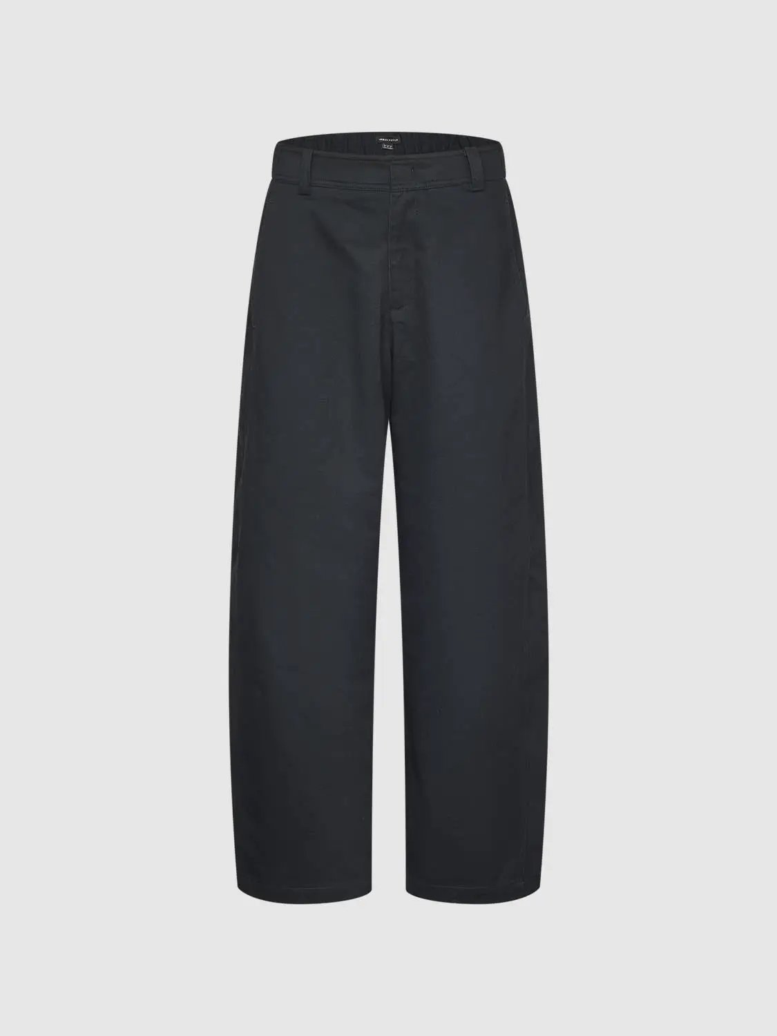Tailored Beige Mid-rise Barrel-Leg Cotton Pants