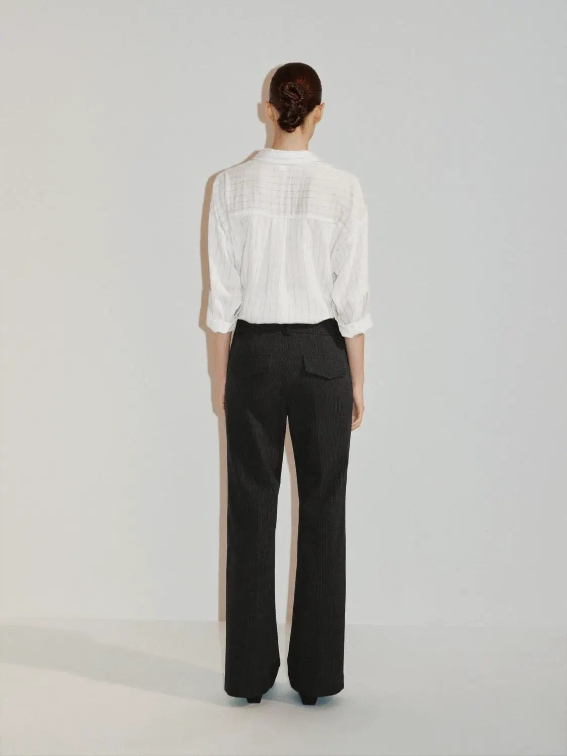 Striped Mid-rise Tailored Flared Pants