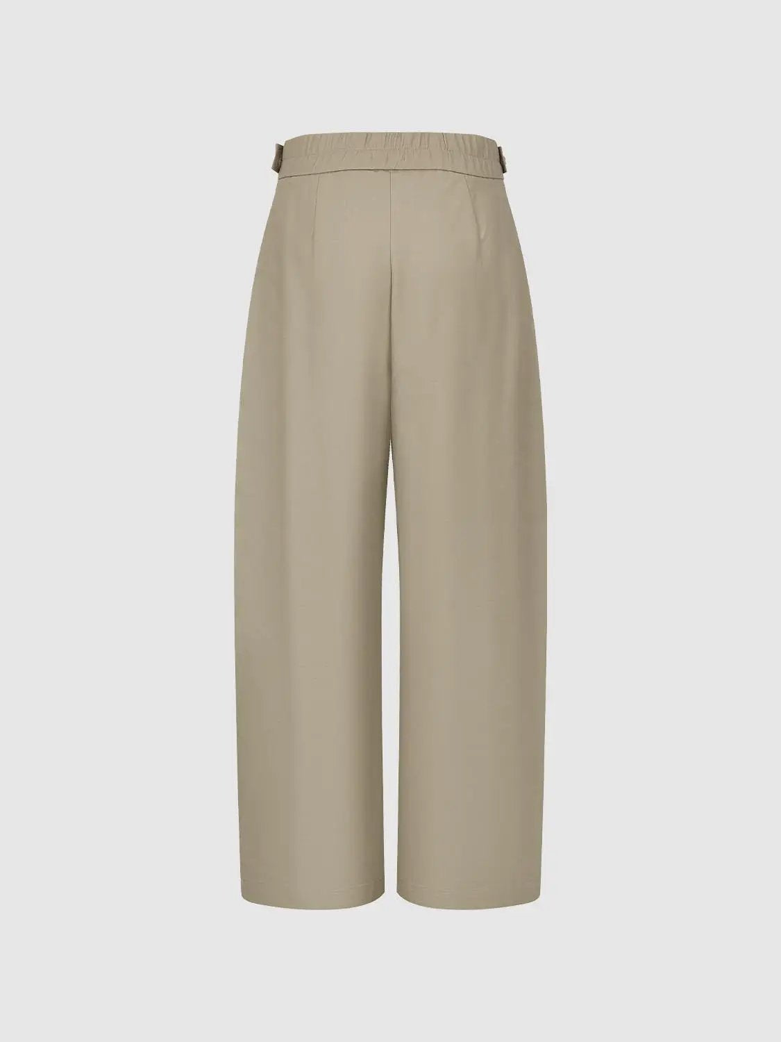Double Pleated Mid-rise Cotton Barrel-leg Pants