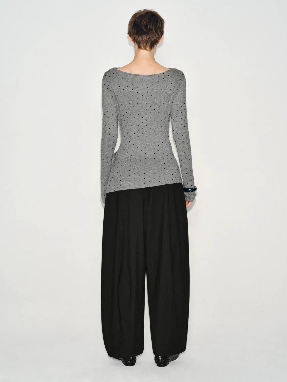 Solid Elastic Waist Barrel Leg Pants