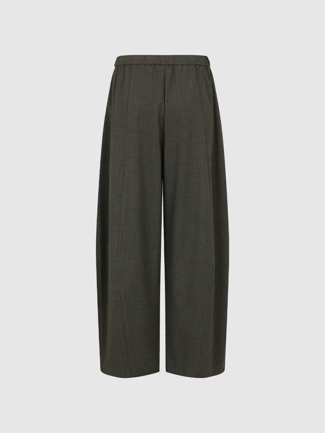 Solid Elastic Waist Barrel Leg Pants