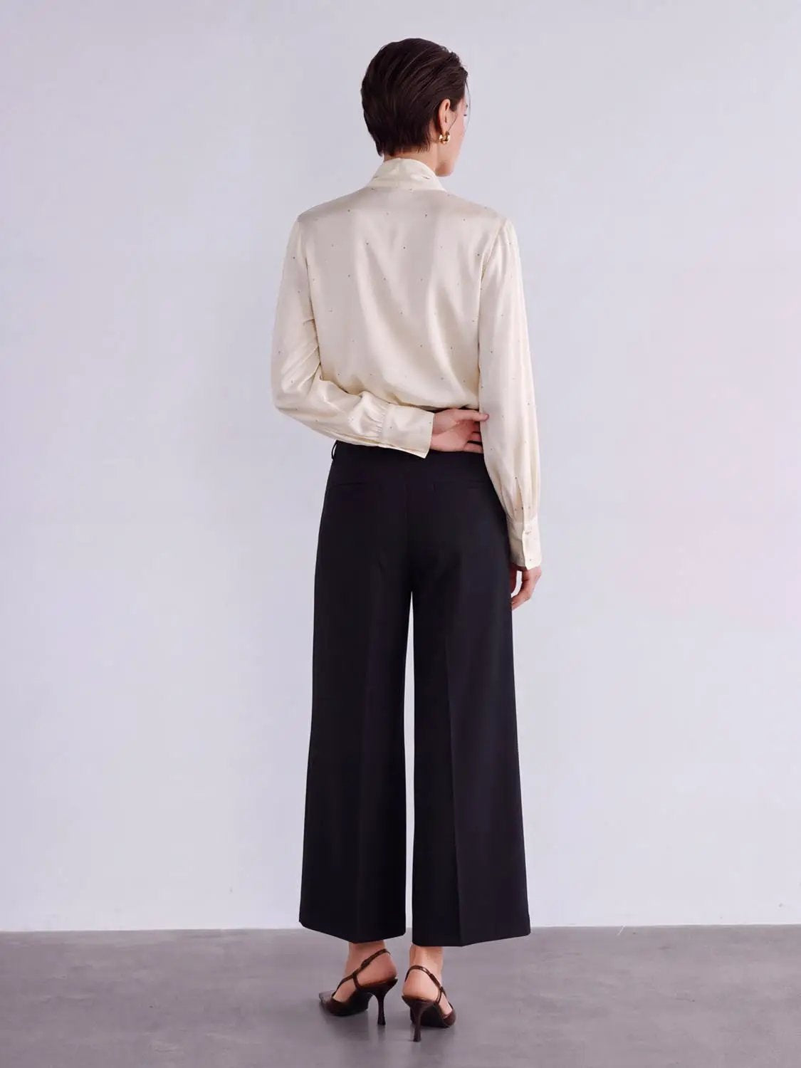 Tailored High-waisted Pleated Wide-leg Pants
