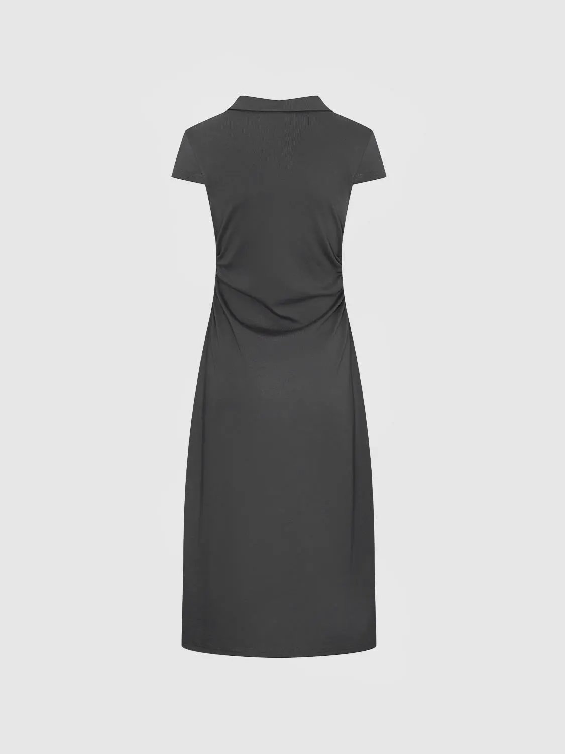 Polyester Blend Ruched A-Line Cotton Maxi Dress