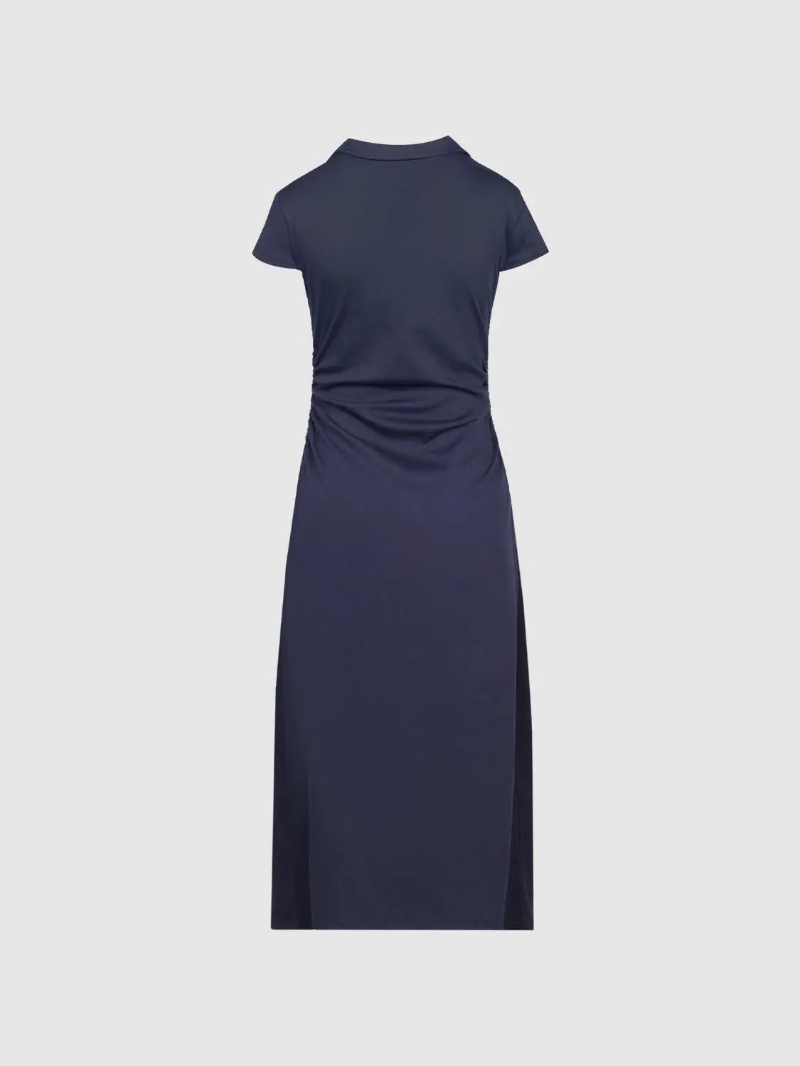 Polyester Blend Ruched A-Line Cotton Maxi Dress