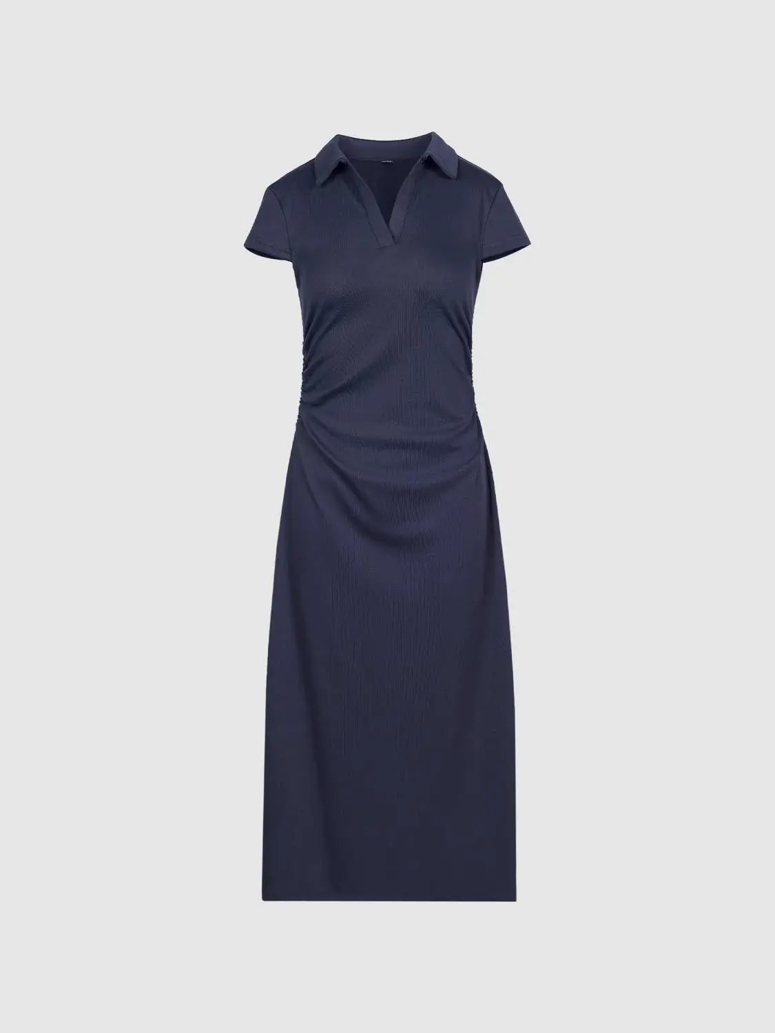 Polyester Blend Ruched A-Line Cotton Maxi Dress