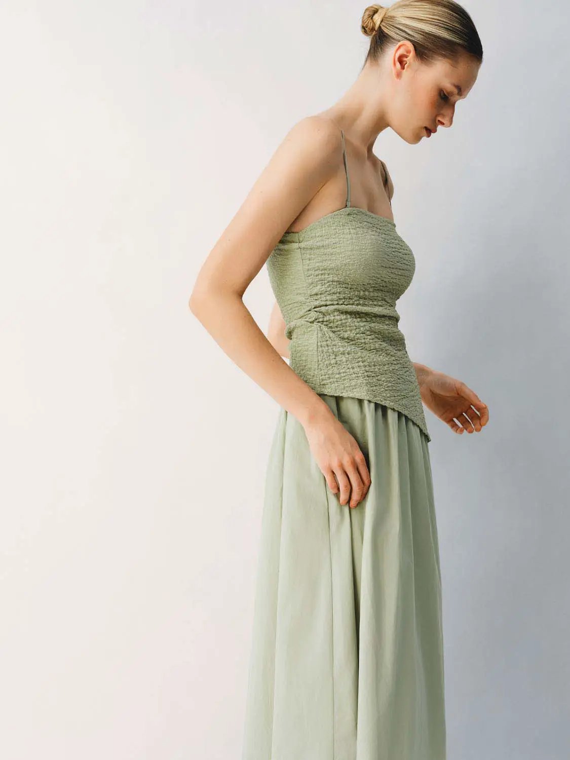 Thin Stretch Fabric Strappy A-Line Midi Dress