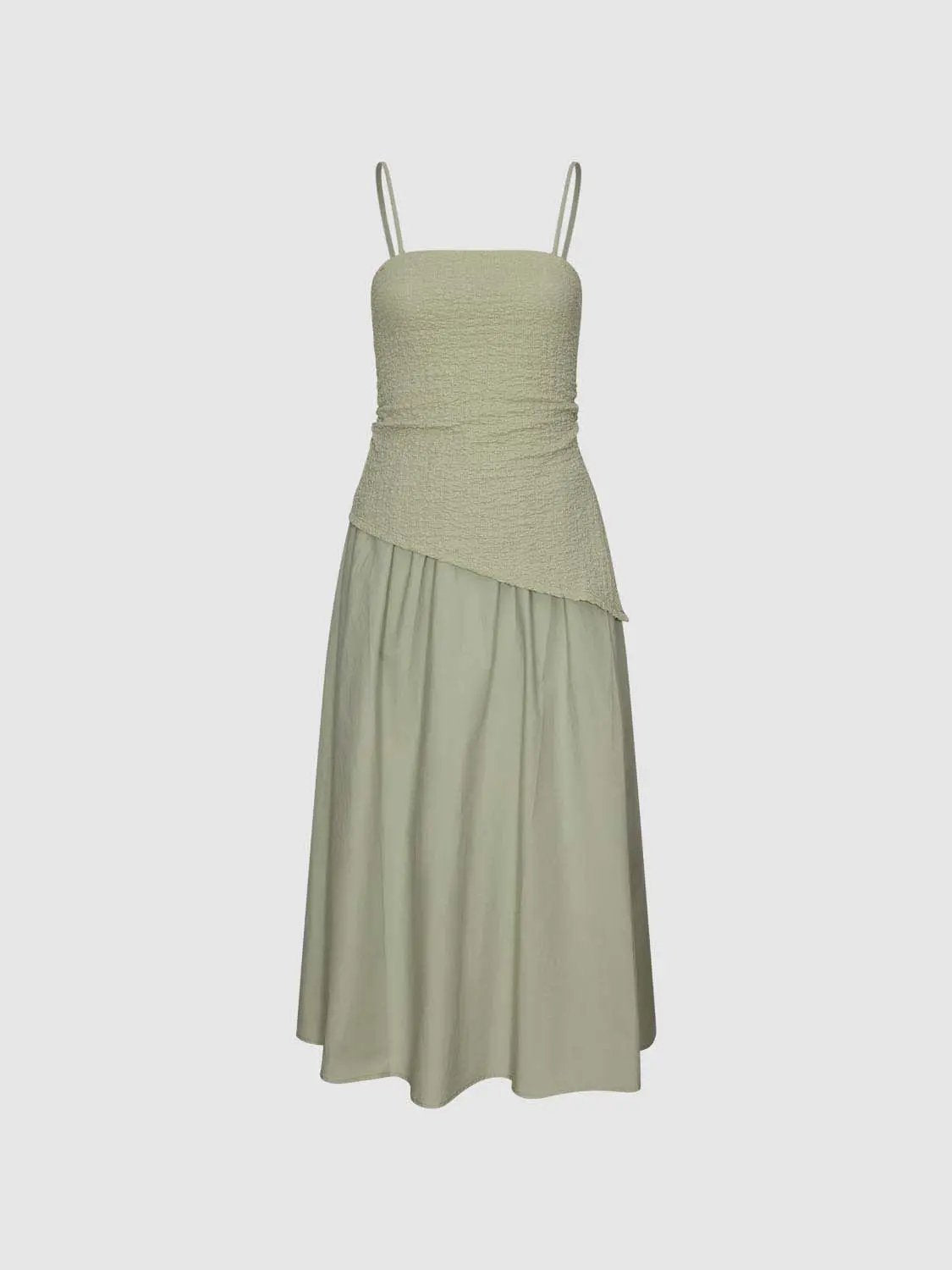 Thin Stretch Fabric Strappy A-Line Midi Dress