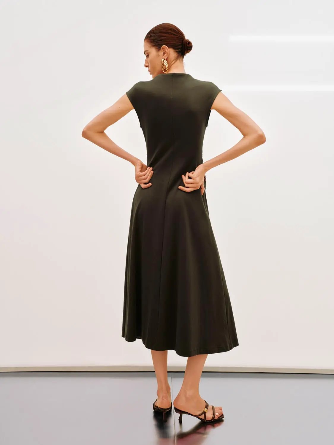 Cotton Ruched Sleeveless Dress