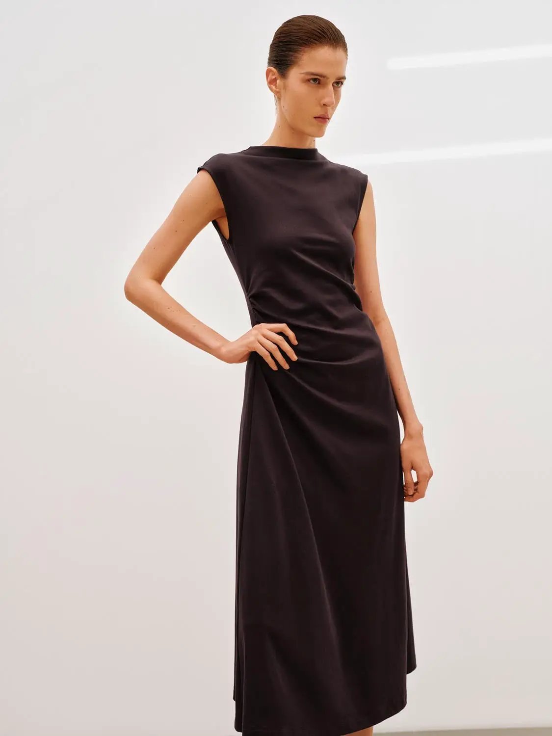 Cotton Ruched Sleeveless Dress