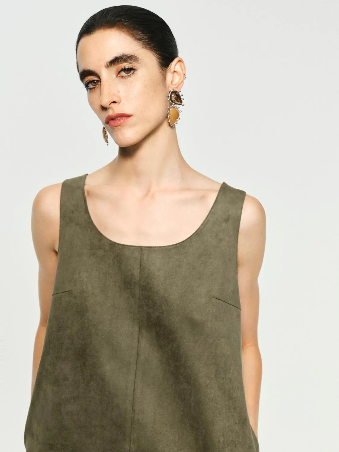 Panelled Straight Hem A-Line Sleeveless Mini Dress