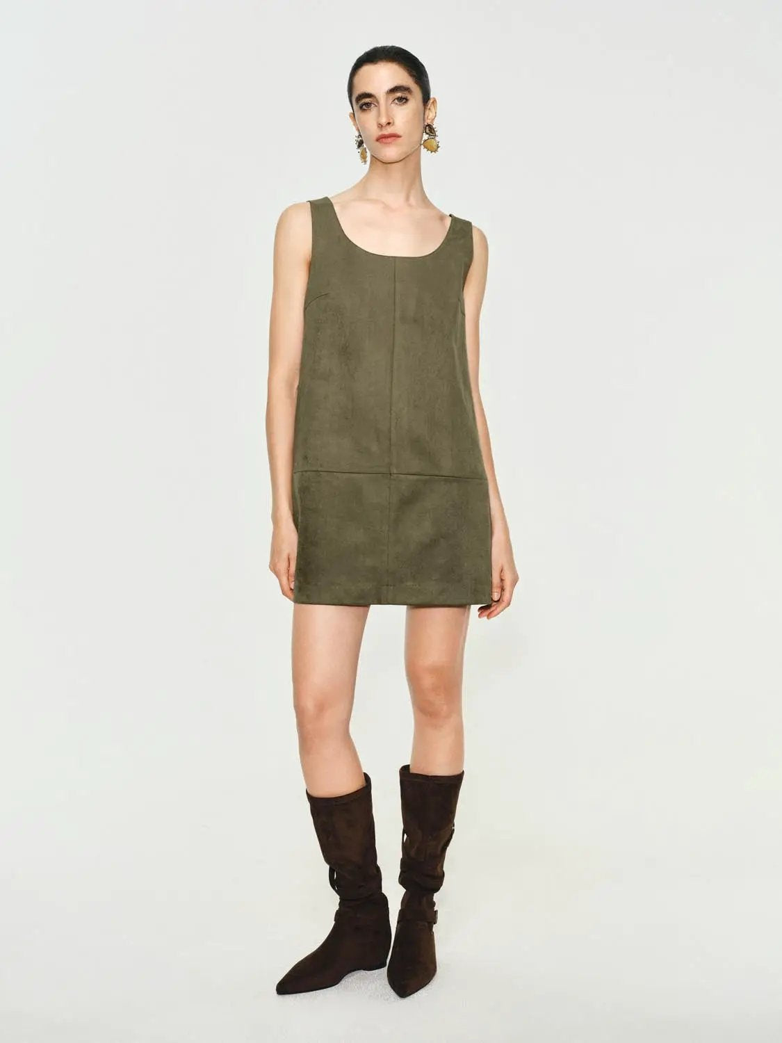 Panelled Straight Hem A-Line Sleeveless Mini Dress