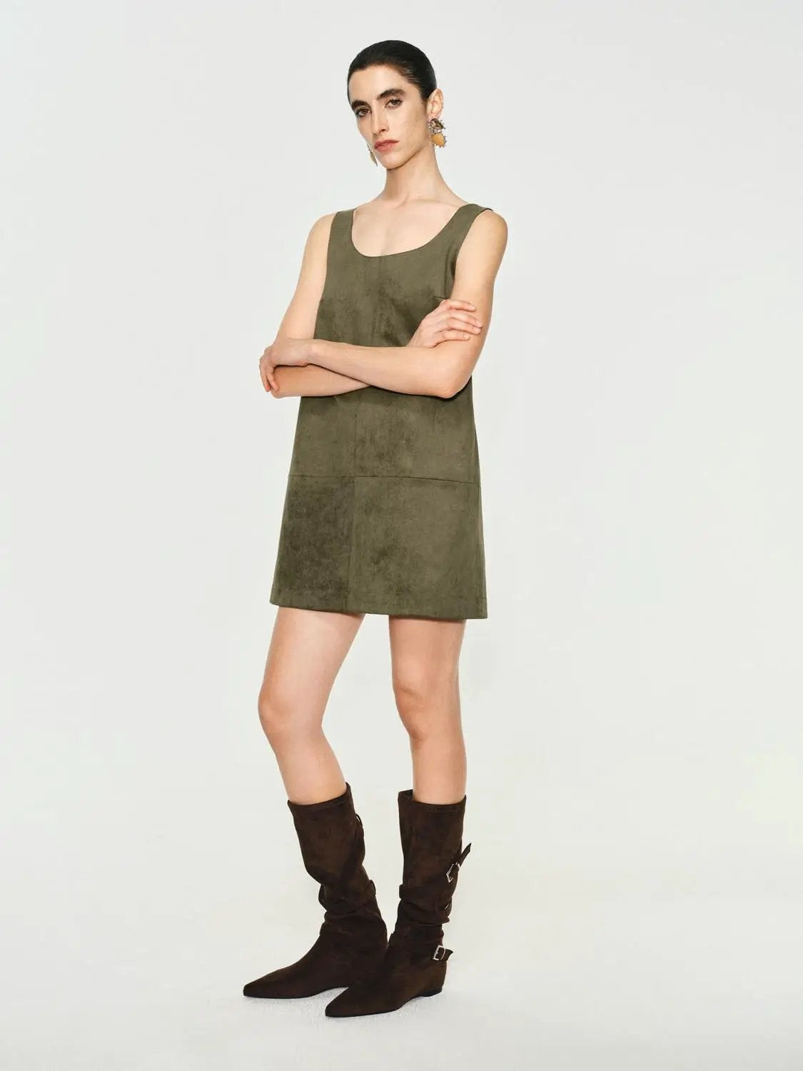 Panelled Straight Hem A-Line Sleeveless Mini Dress