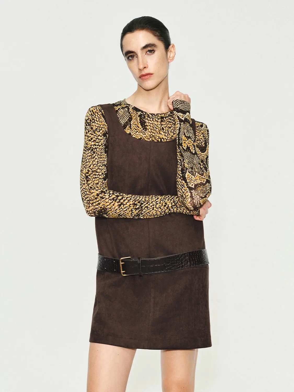 Panelled Straight Hem A-Line Sleeveless Mini Dress