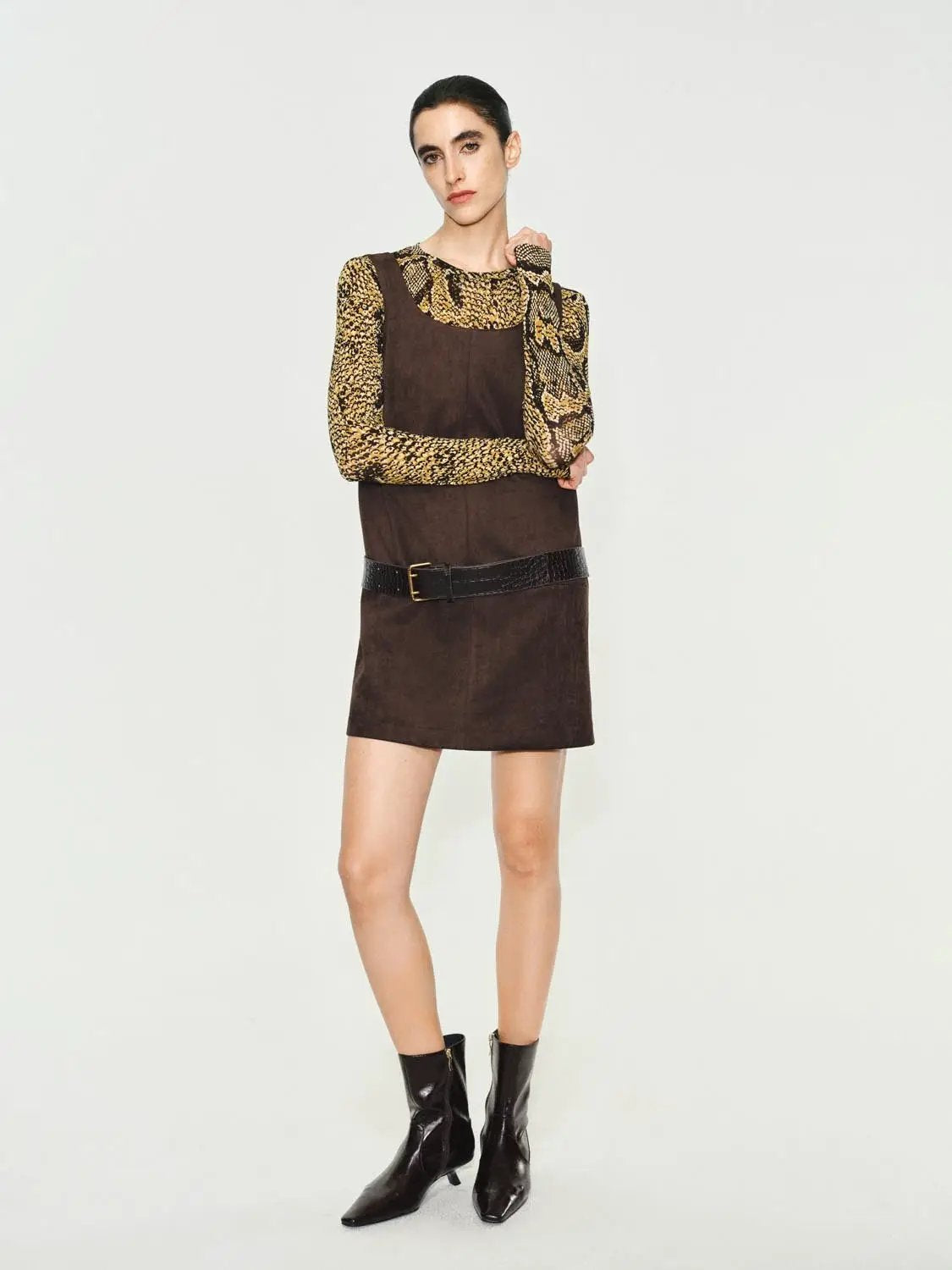 Panelled Straight Hem A-Line Sleeveless Mini Dress