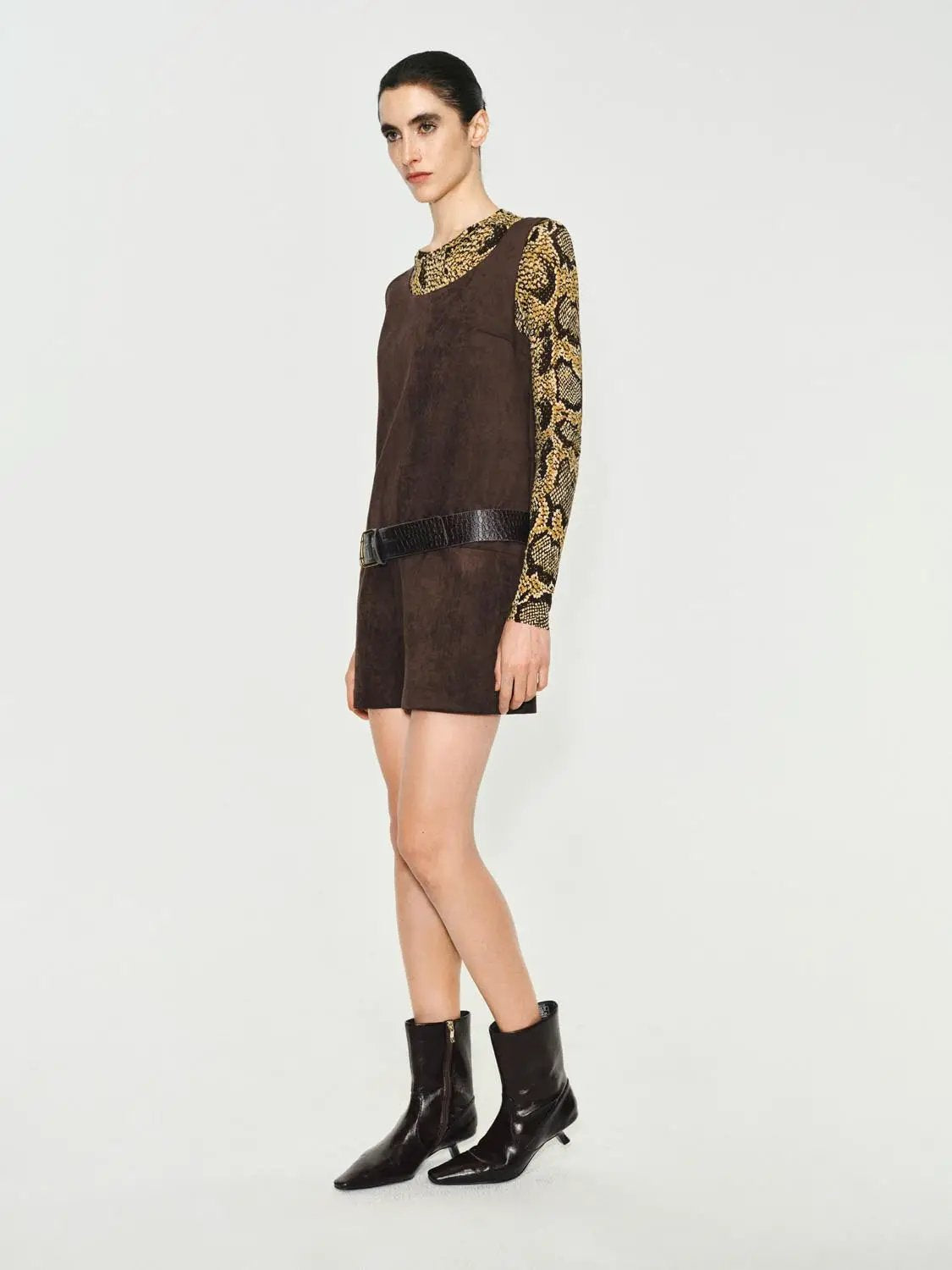 Panelled Straight Hem A-Line Sleeveless Mini Dress