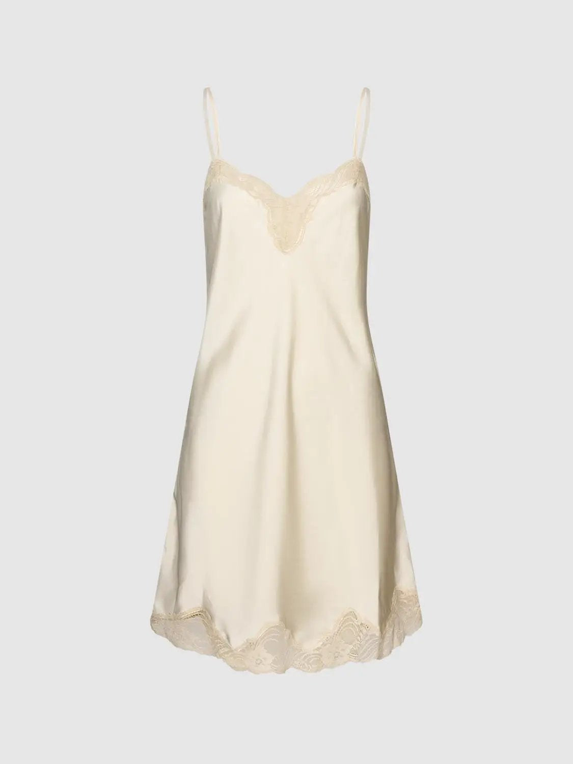 Lace Trim V-Neck Sleeveless Mini Dress