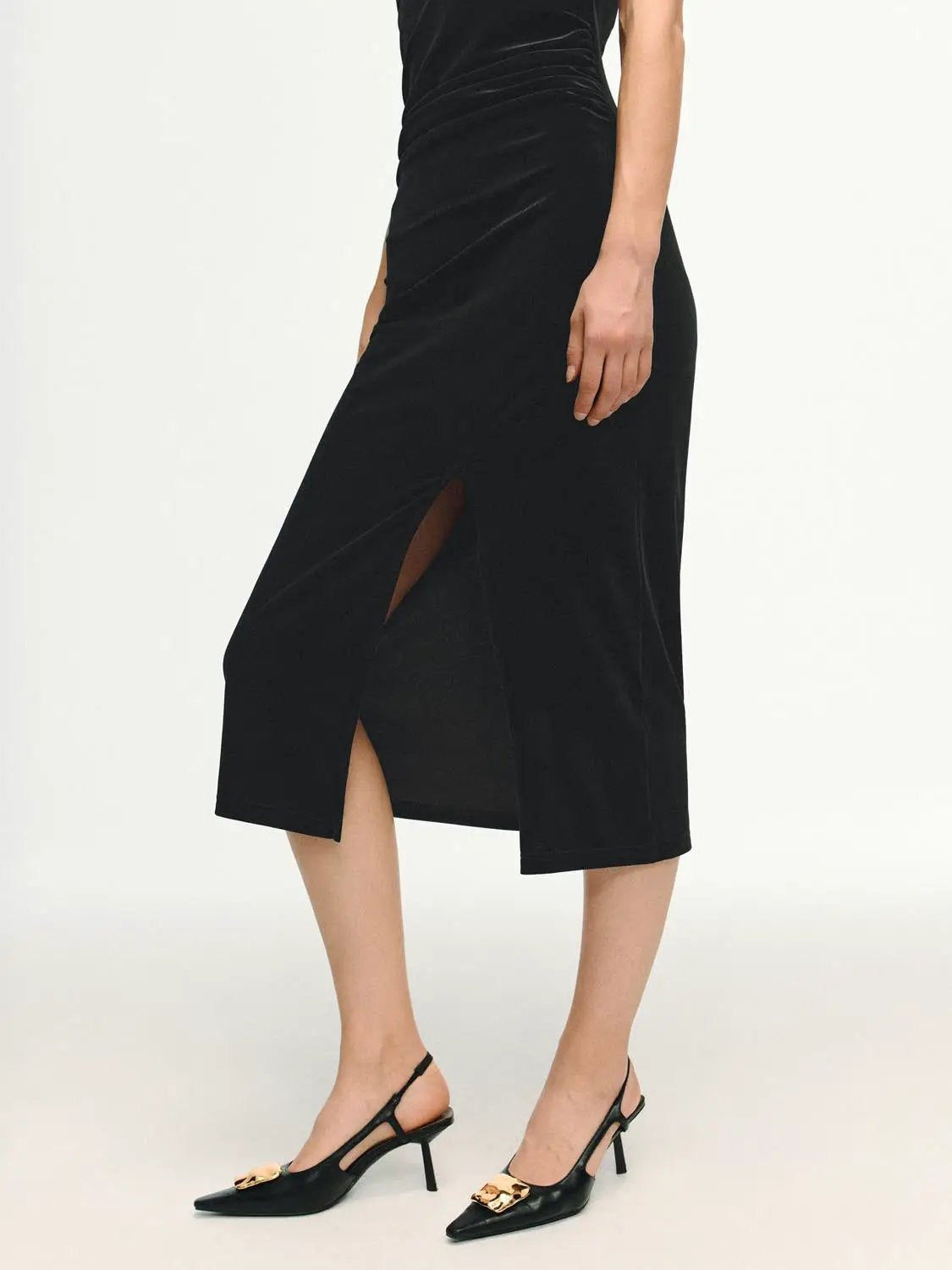 Sleek Spaghetti-Strap Midi Slit Dress