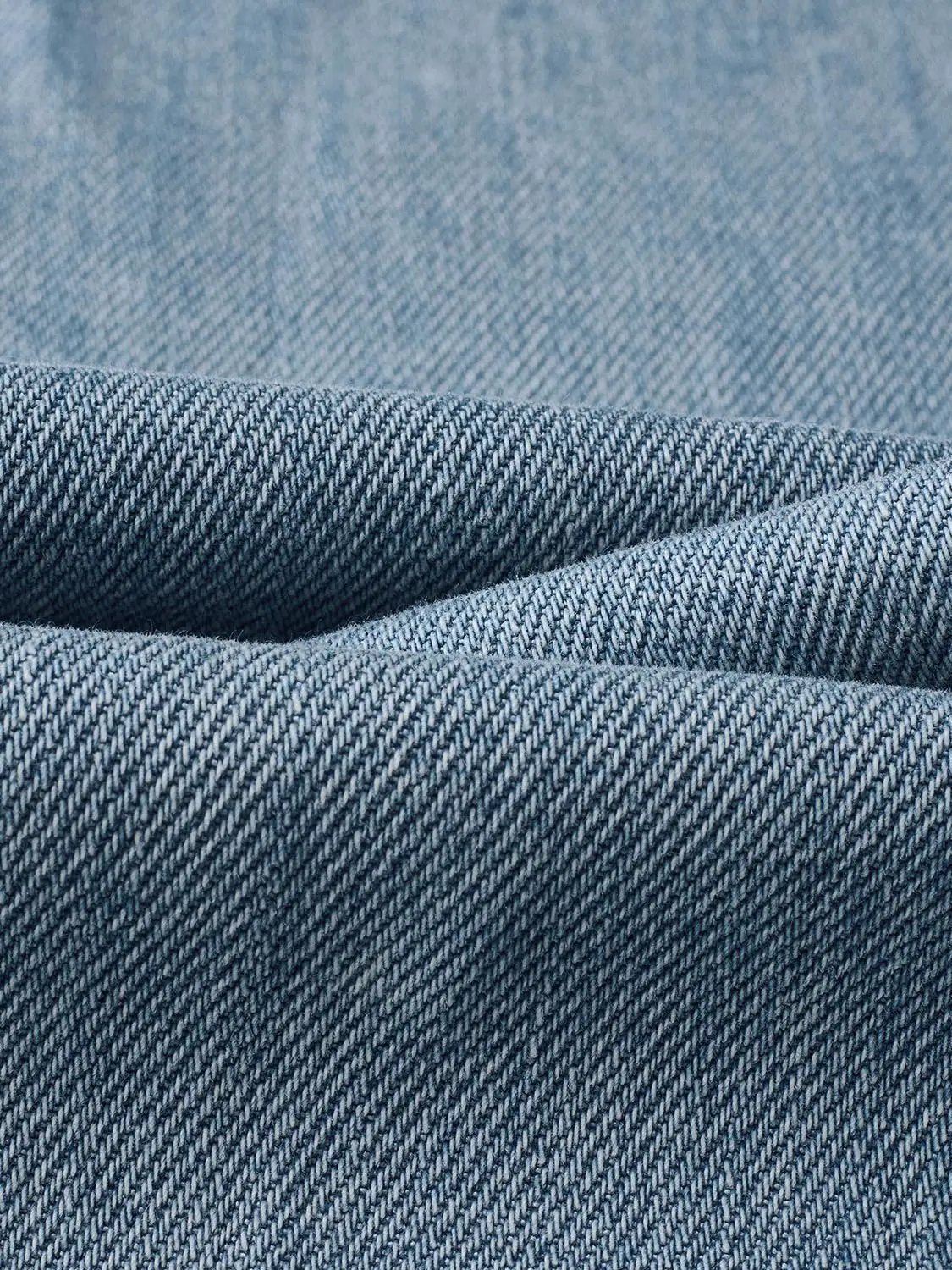 High Waist Patch Pocket Washed Denim Wide Leg Jeans