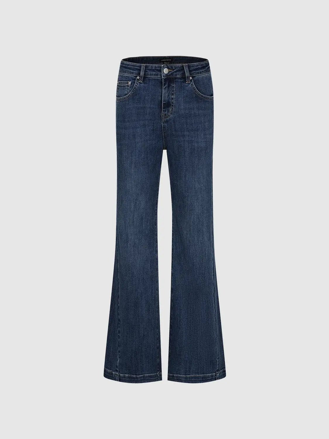 Mid Rise Wide-Leg Slight Stretch Cotton Jeans
