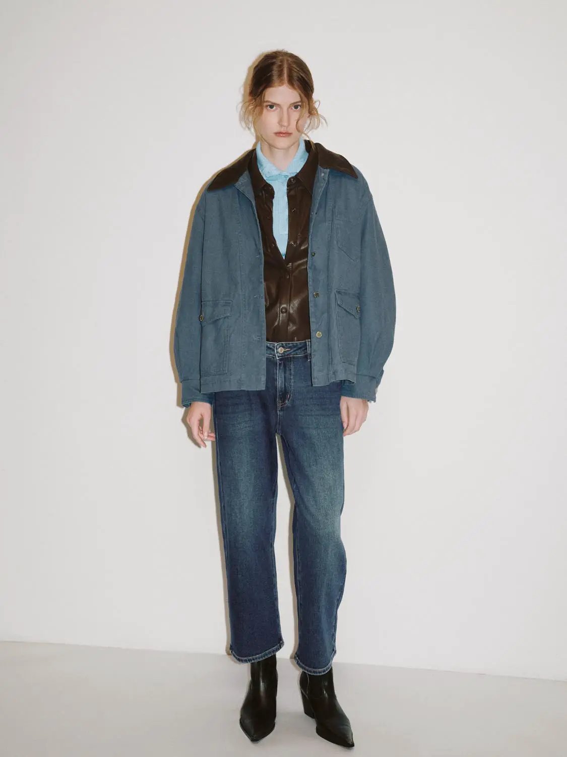 High waisted Regular Straight Cotton Jeans