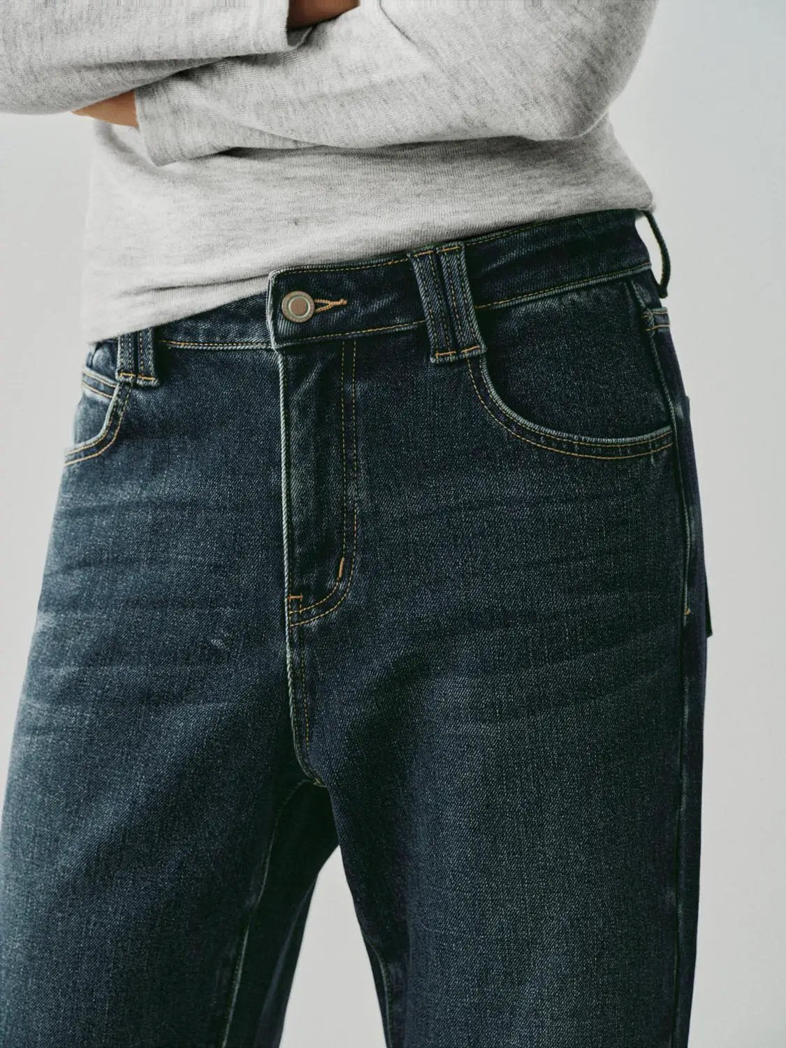 Wash High-waisted Flared Cotton Blend Jeans