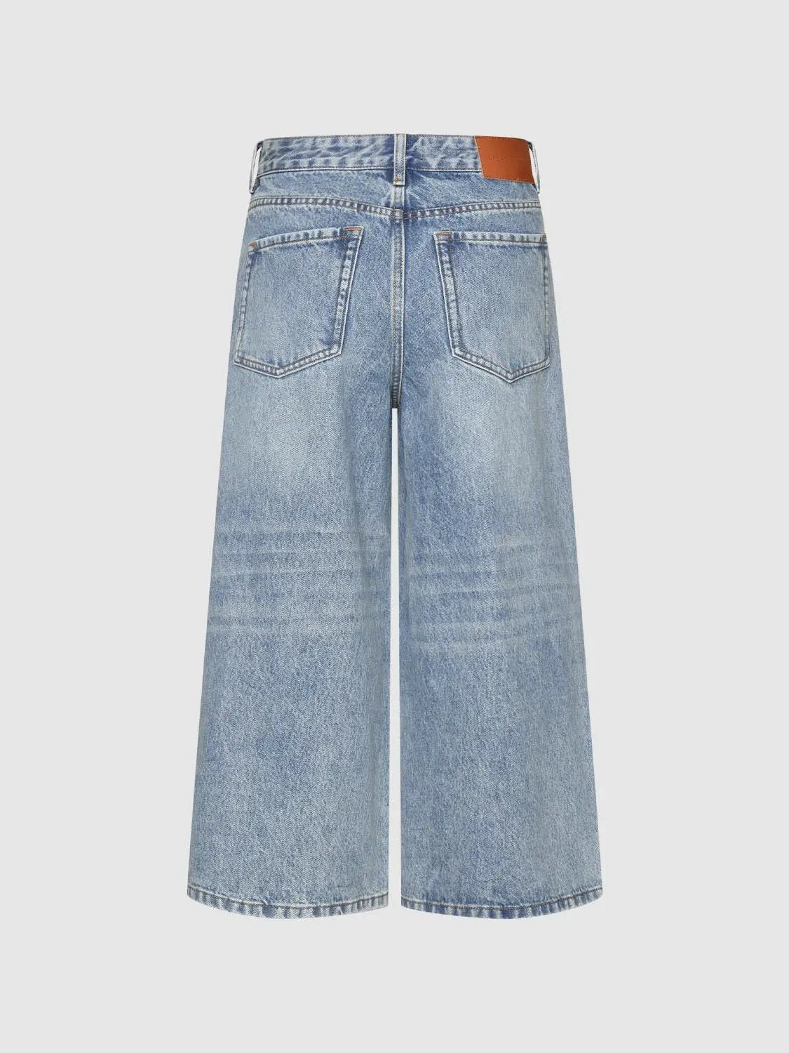 Classic Mid-rise Wide-leg Cotton Capri Jeans