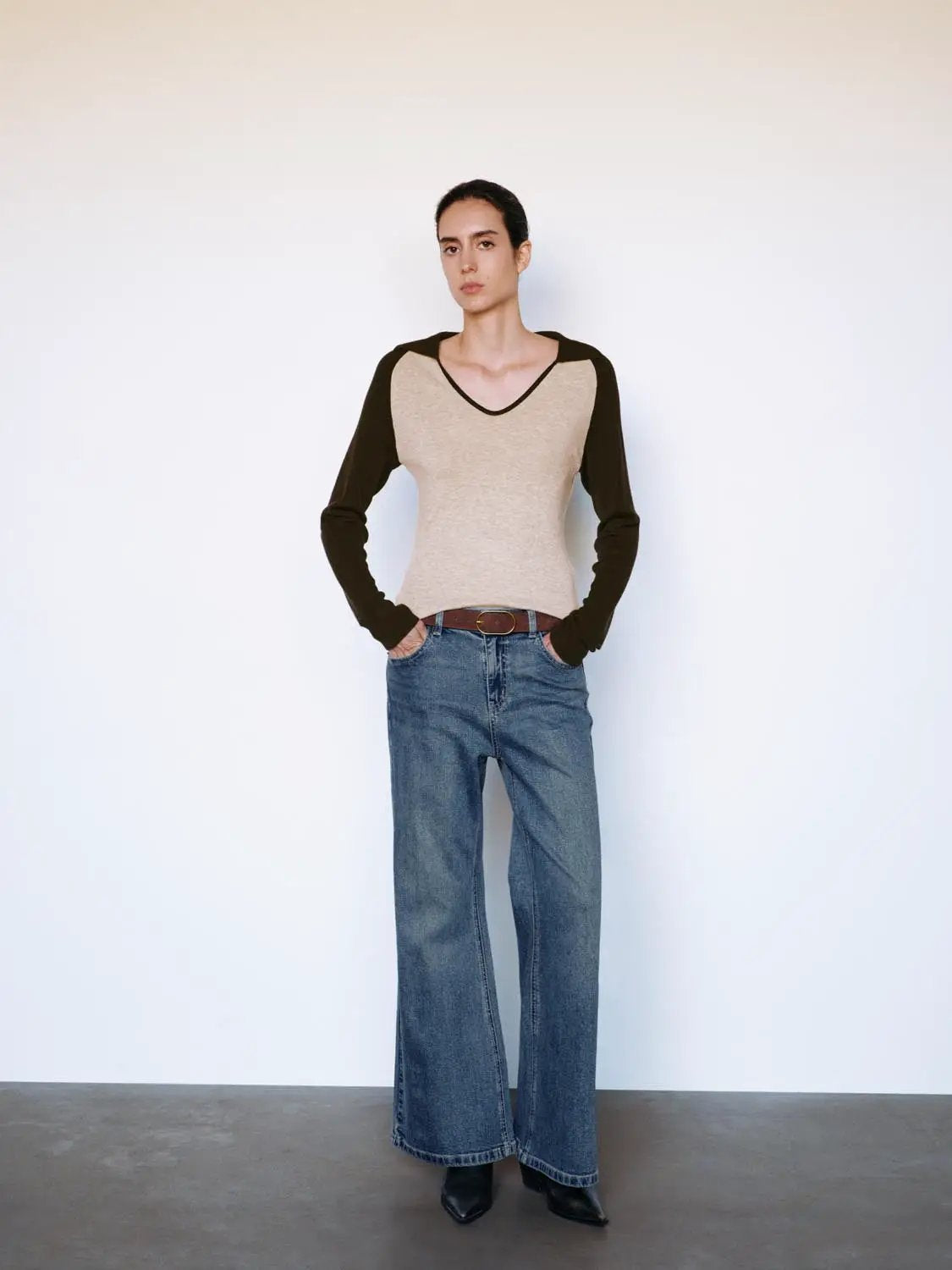 Mid-rise Medium Wash Cotton Flared Jeans